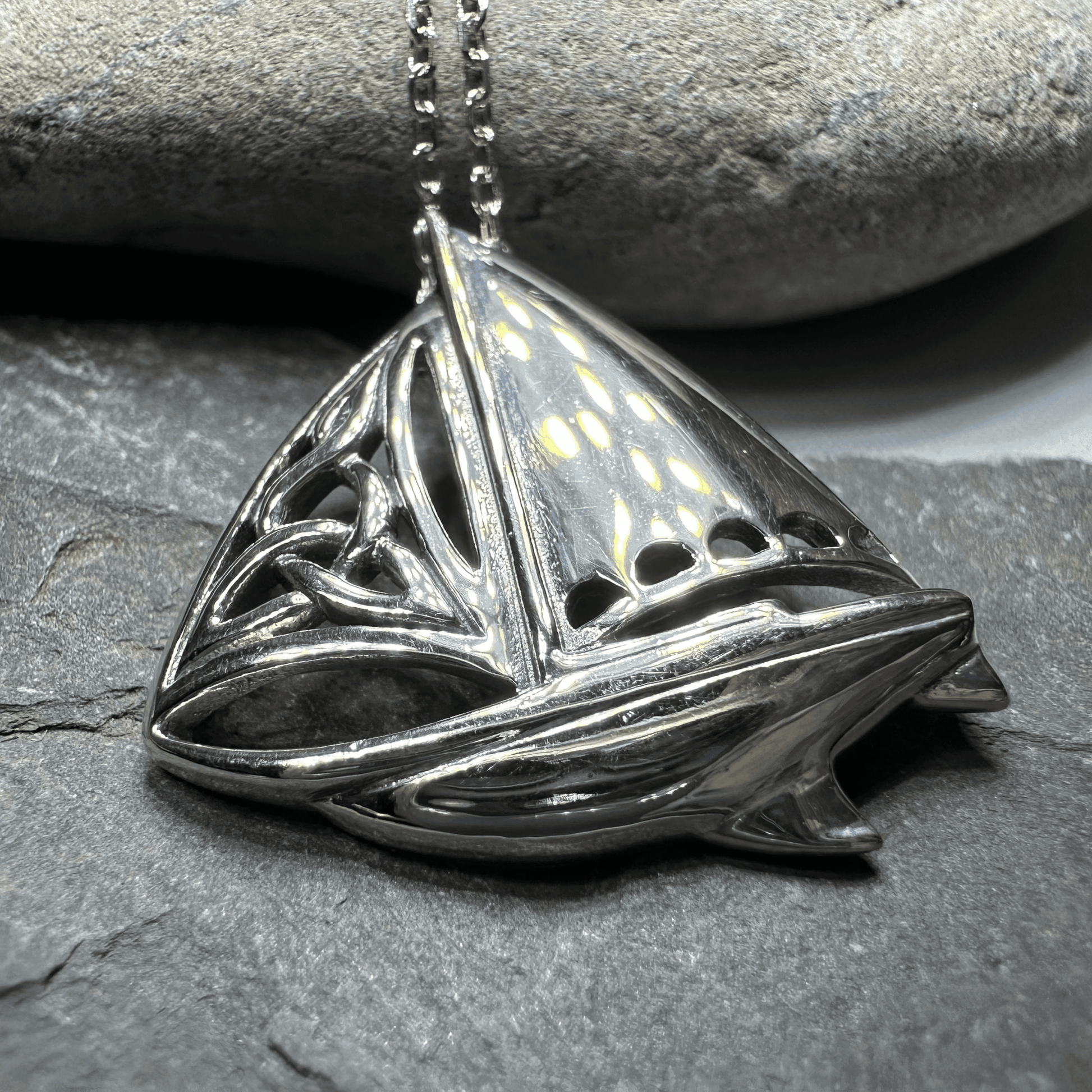 Celtic Sailboat Necklace - 18