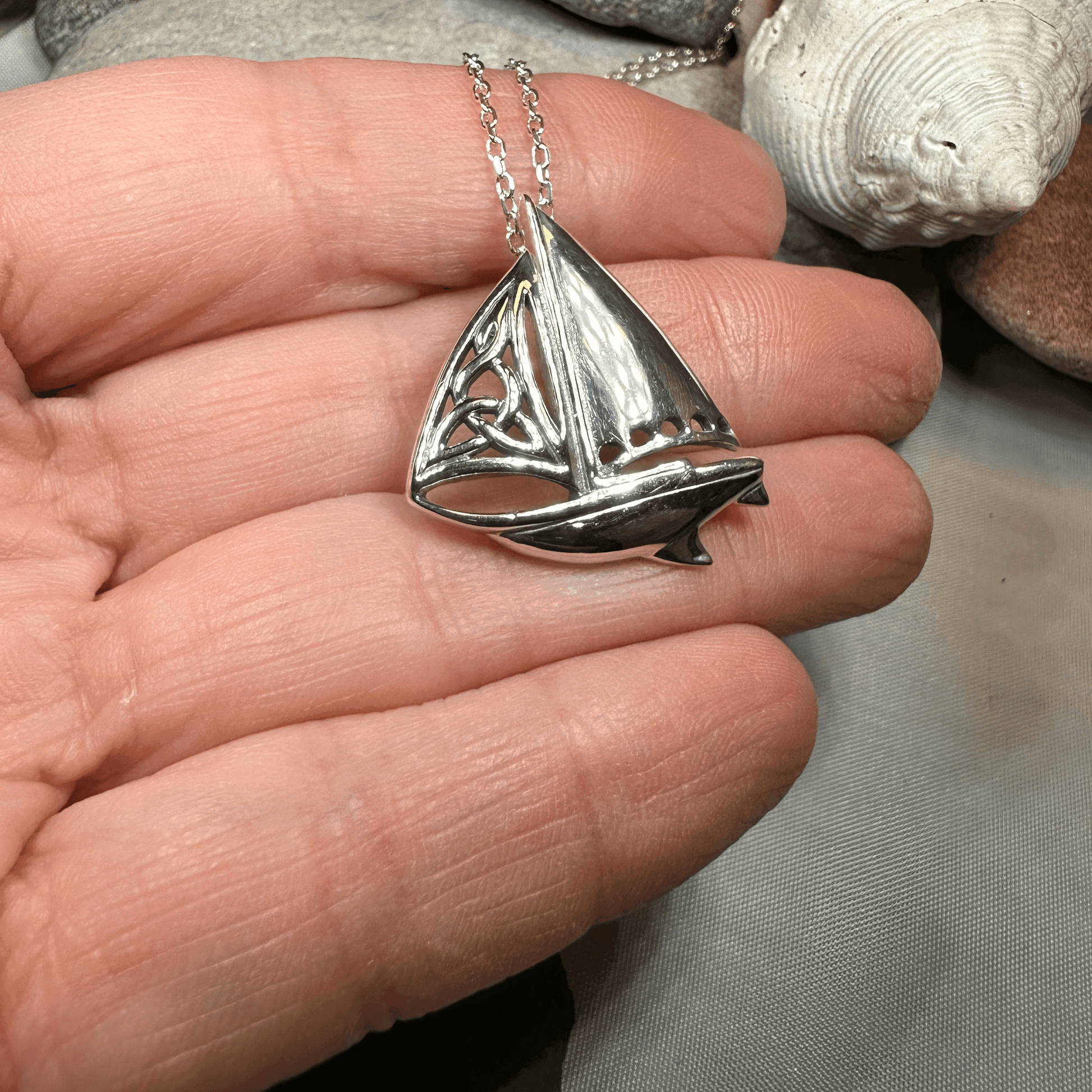 Celtic Sailboat Necklace - 18