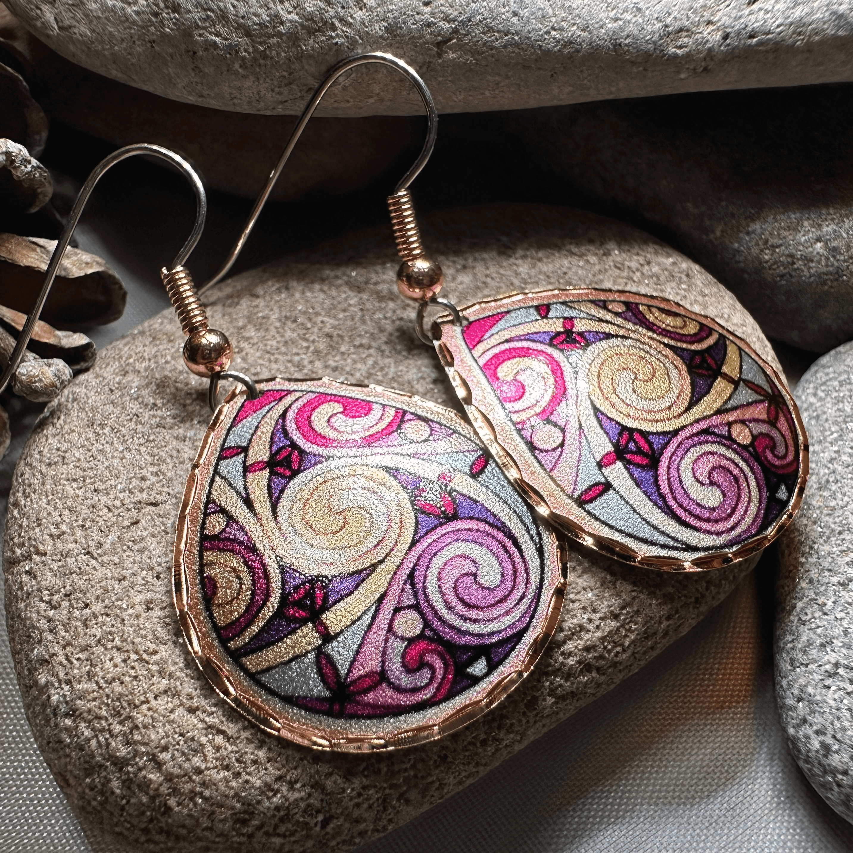 Firestorm Celtic Spiral Copper Earrings - 