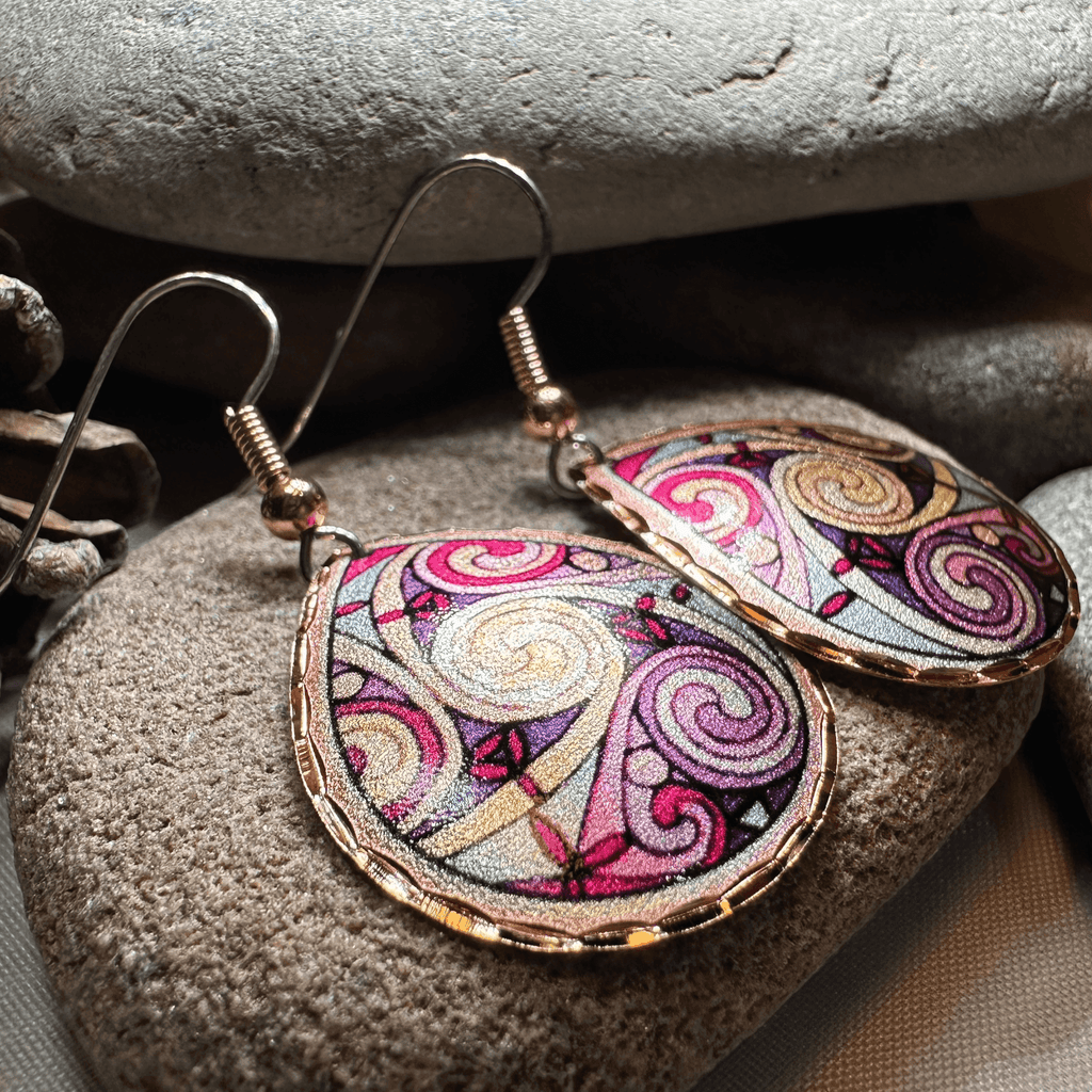 Firestorm Celtic Spiral Copper Earrings - 