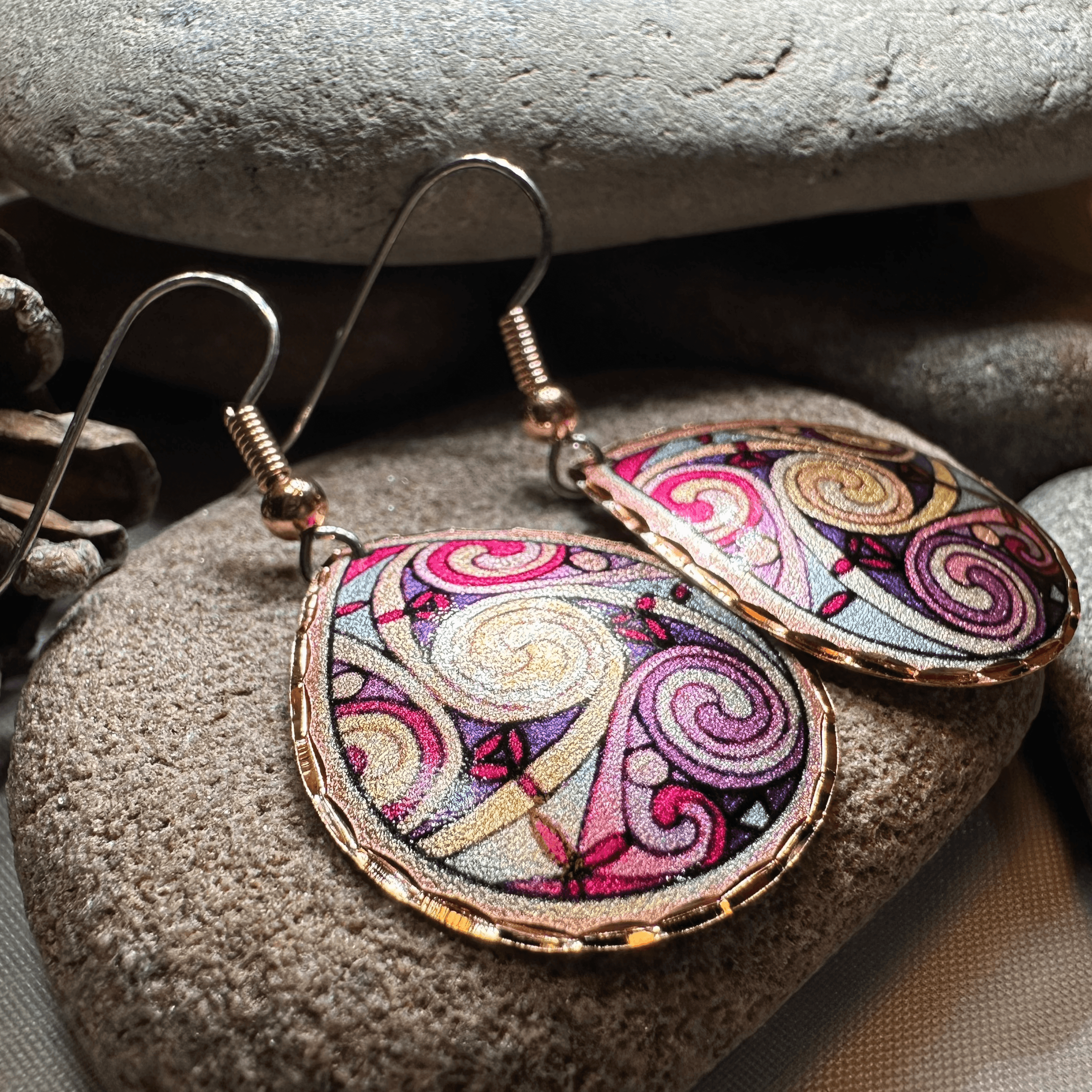 Firestorm Celtic Spiral Copper Earrings - 