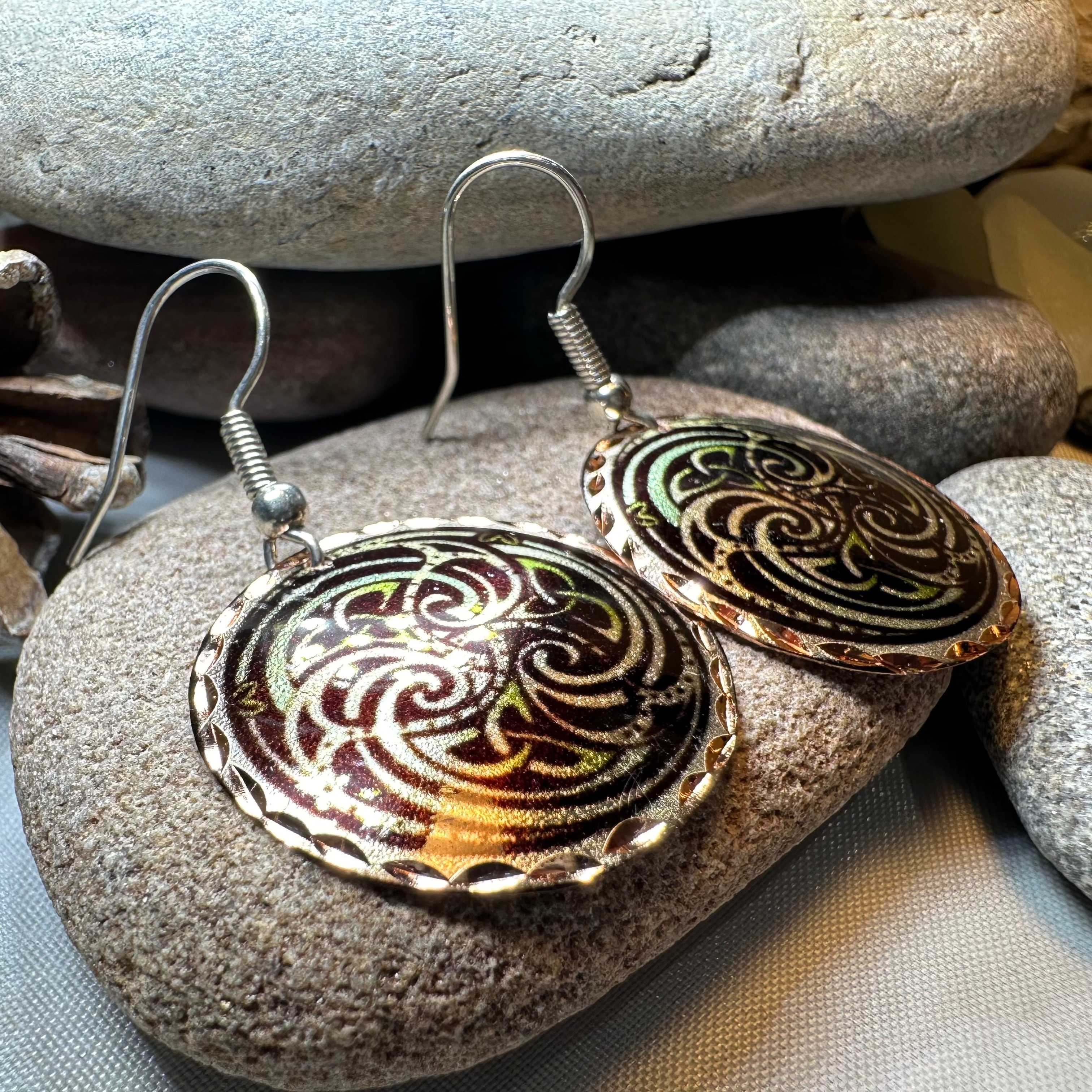 Mystical Celtic Spiral Copper Earrings