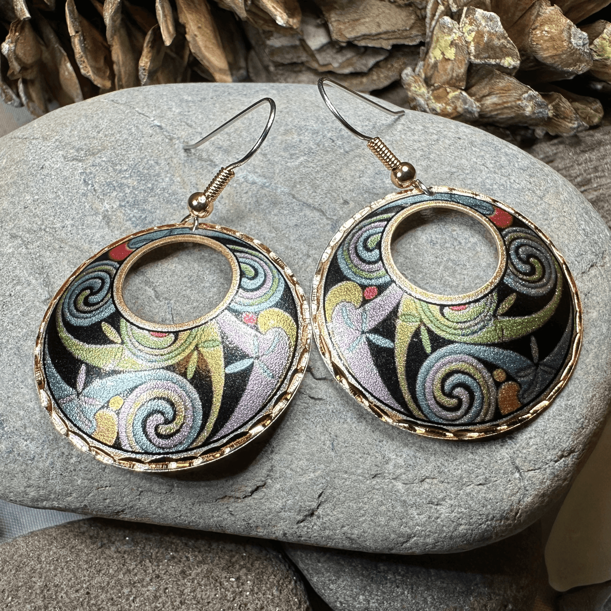 Rainswept Celtic Spiral Copper Earrings - 