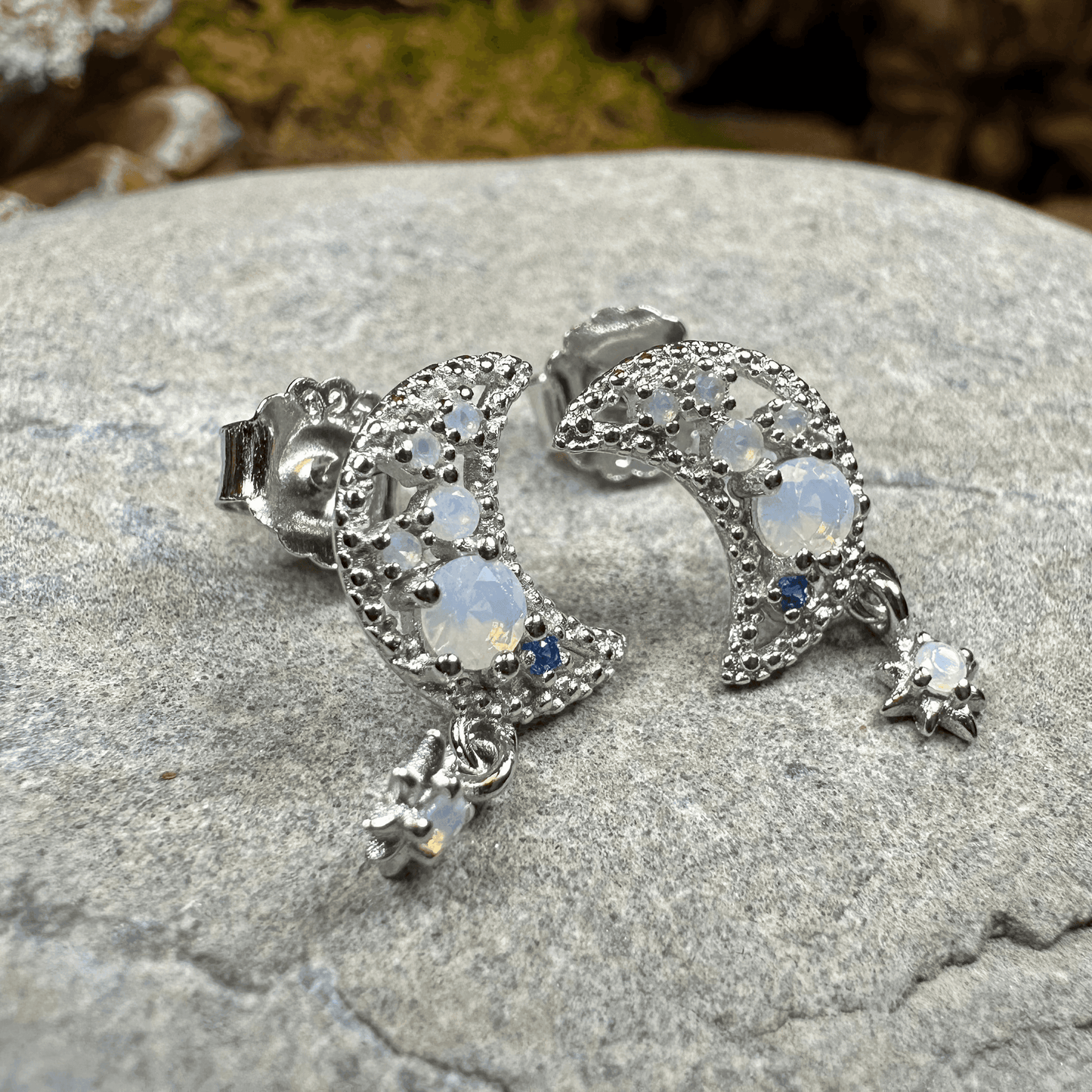 Sparkly Moon Post Earrings - 