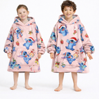 Stitch Oversized Wearable Blanket Hoodie – Pink Sherpa for Kids & Adults | OLM Toys