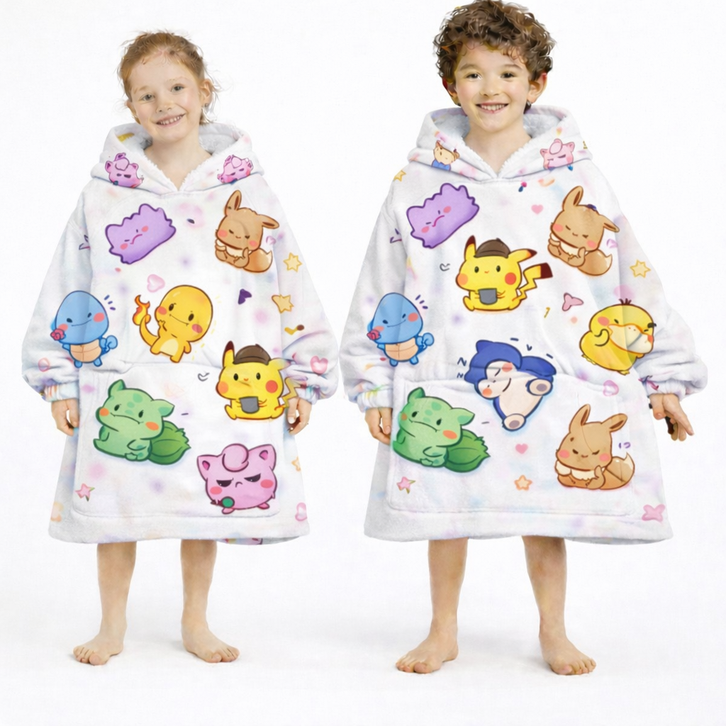 Kawaii Pokémon Wearable Blanket Hoodie for Kids & Adults