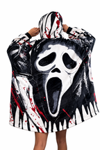 Ghost Face Horror Wearable Blanket Hoodie for Kids & Adults