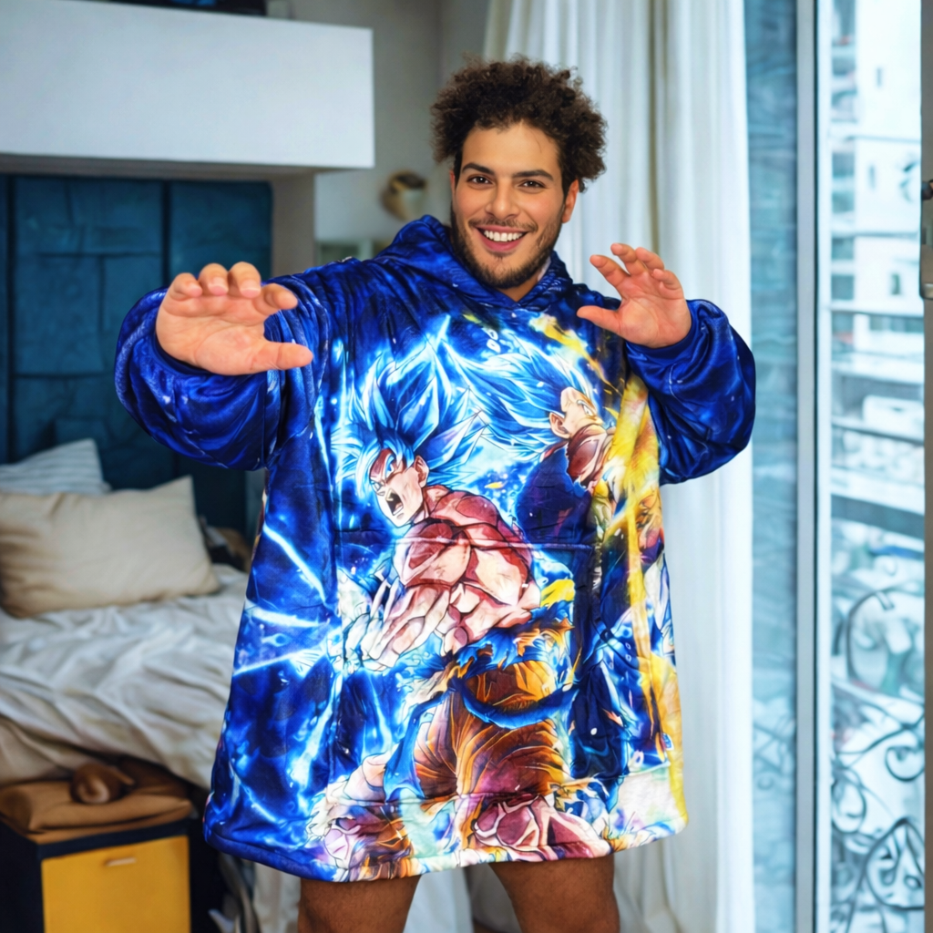 ltra Instinct Vegeta & Goku Wearable Blanket Hoodie for Kids & Adults