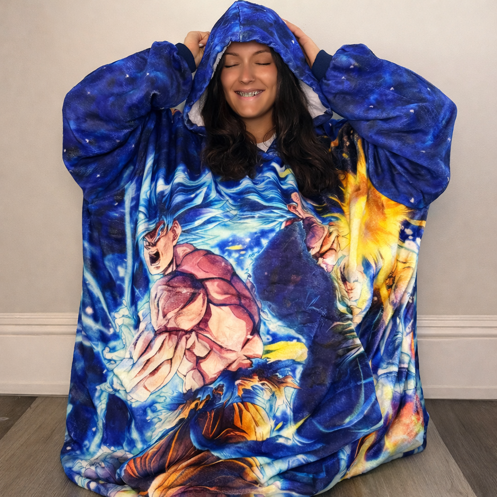ltra Instinct Vegeta & Goku Wearable Blanket Hoodie for Kids & Adults