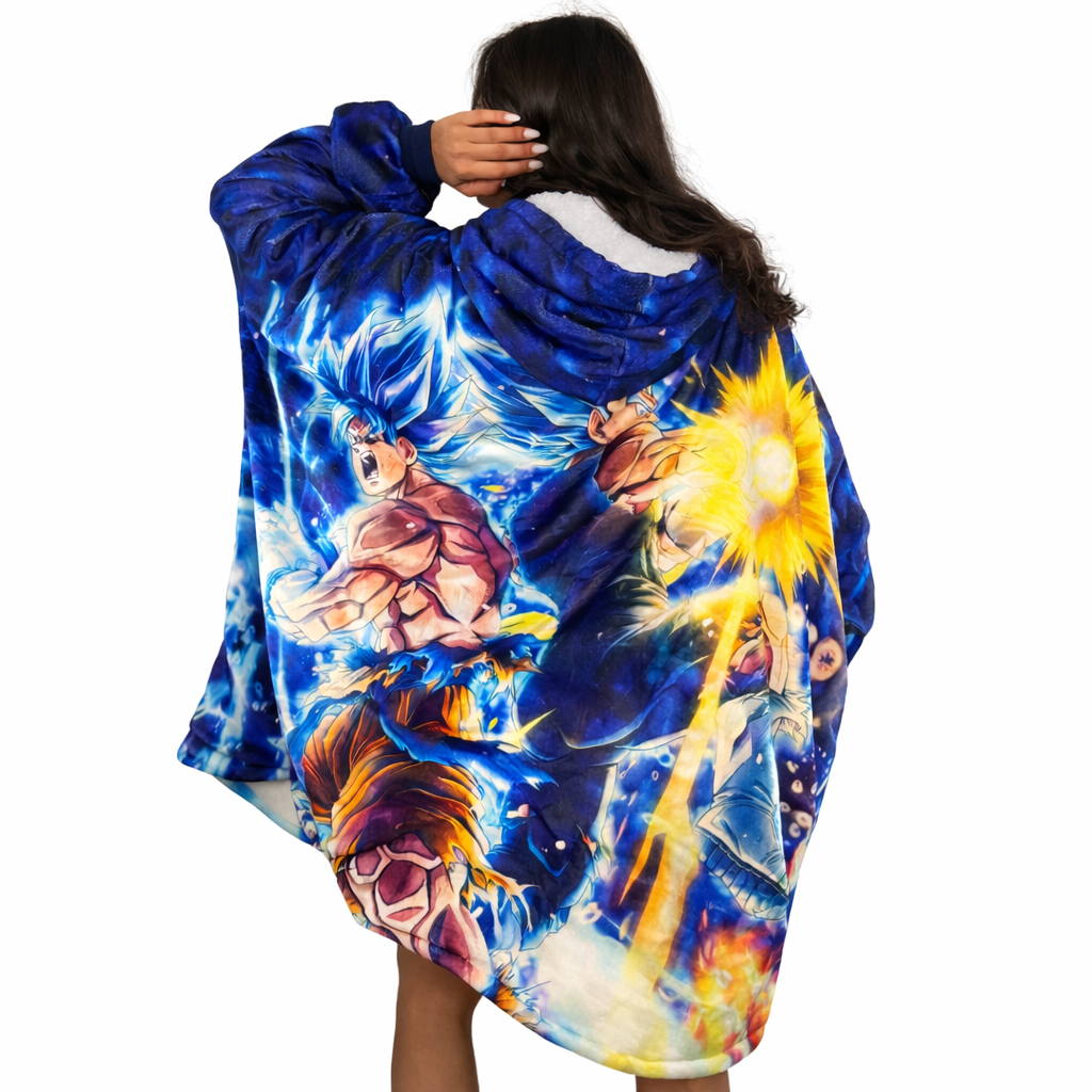 ltra Instinct Vegeta & Goku Wearable Blanket Hoodie for Kids & Adults