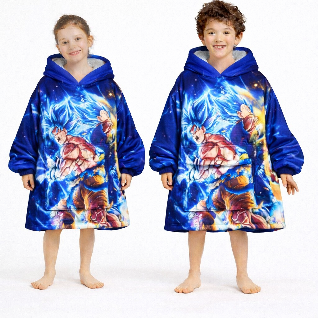 ltra Instinct Vegeta & Goku Wearable Blanket Hoodie for Kids & Adults