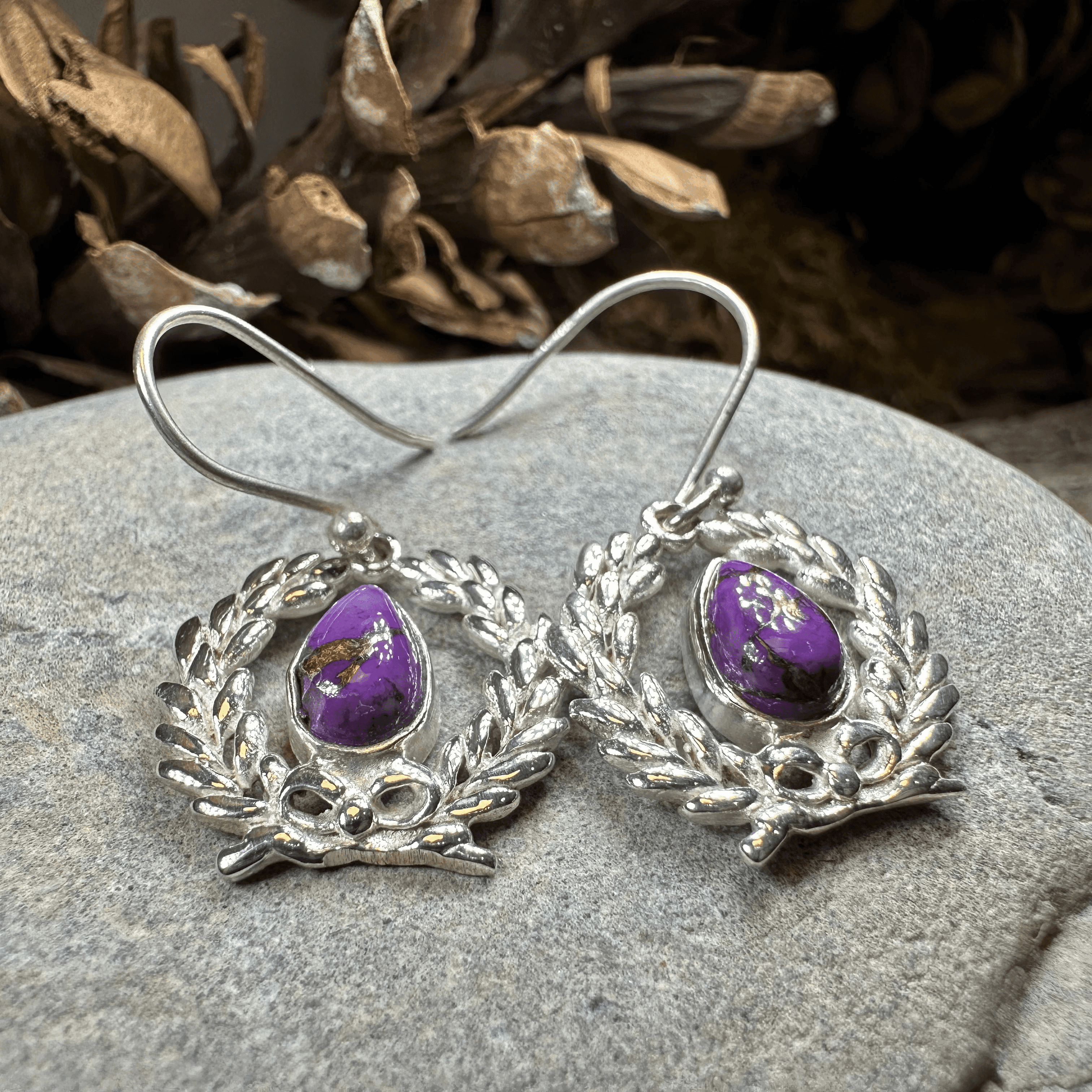 Celtic Victory Wreath Earrings - Moonstone