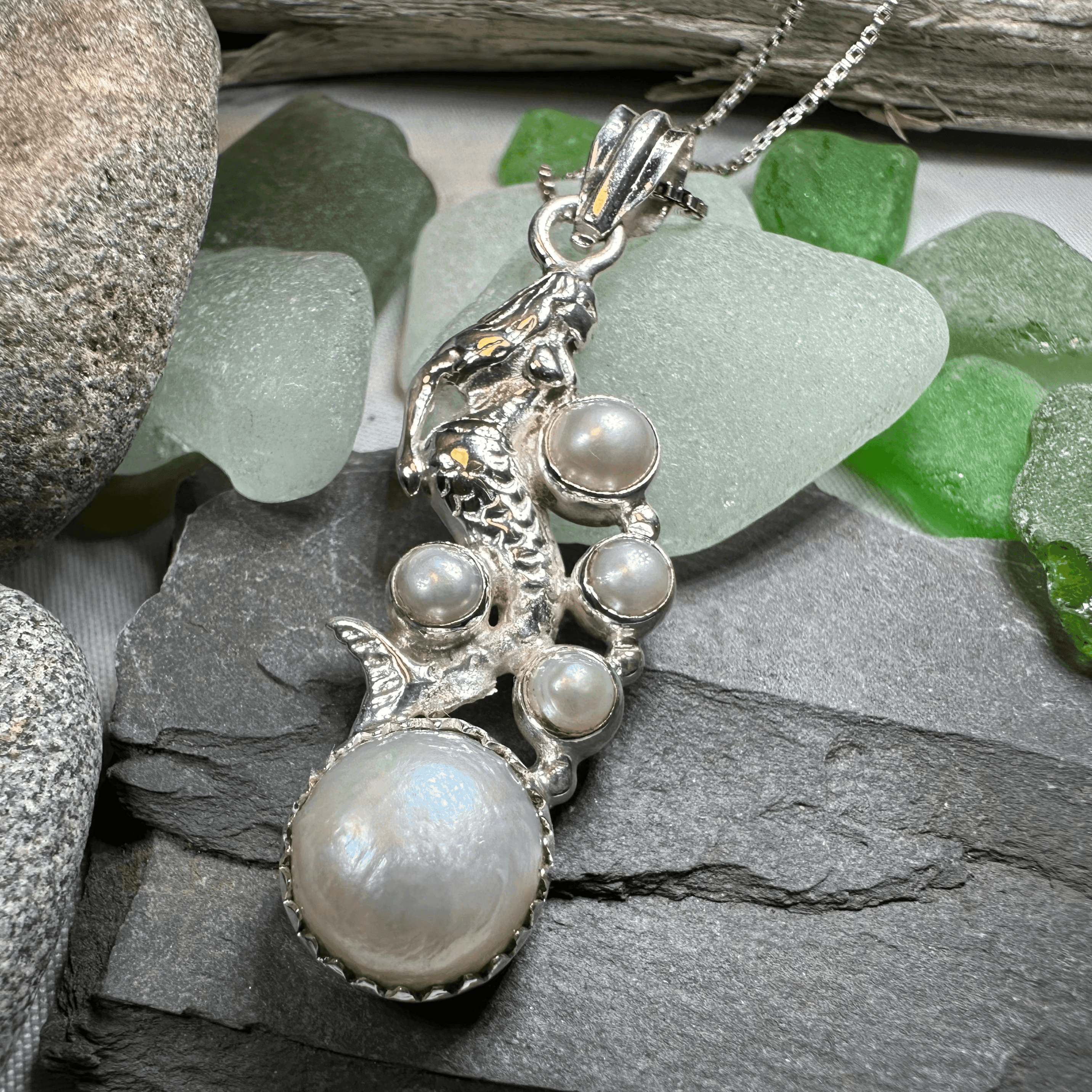 Marica Pearl Mermaid Necklace - 18