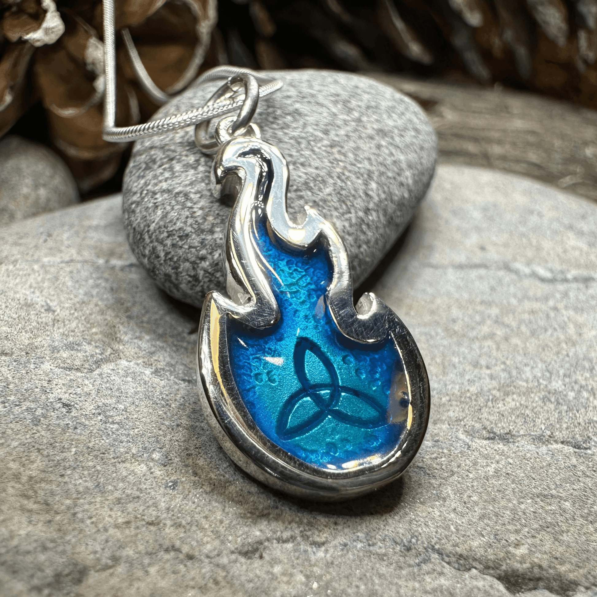 Mystical Celtic Flame Necklace - 18 / Blue