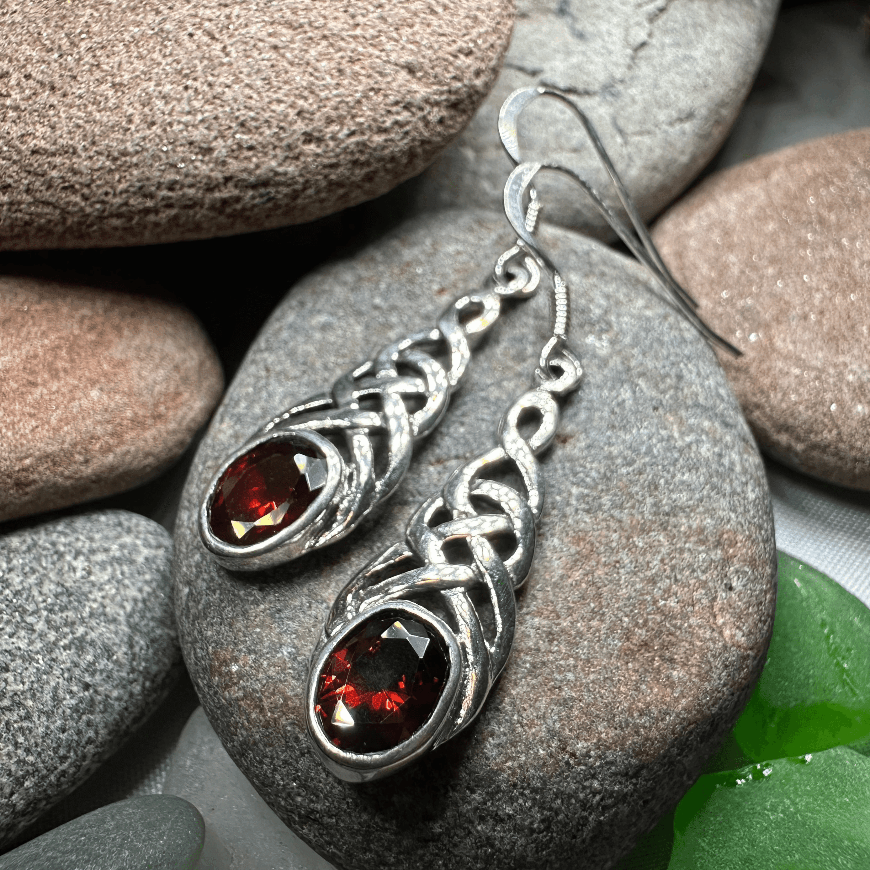 Ciara Celtic Knot Earrings - Emerald Green