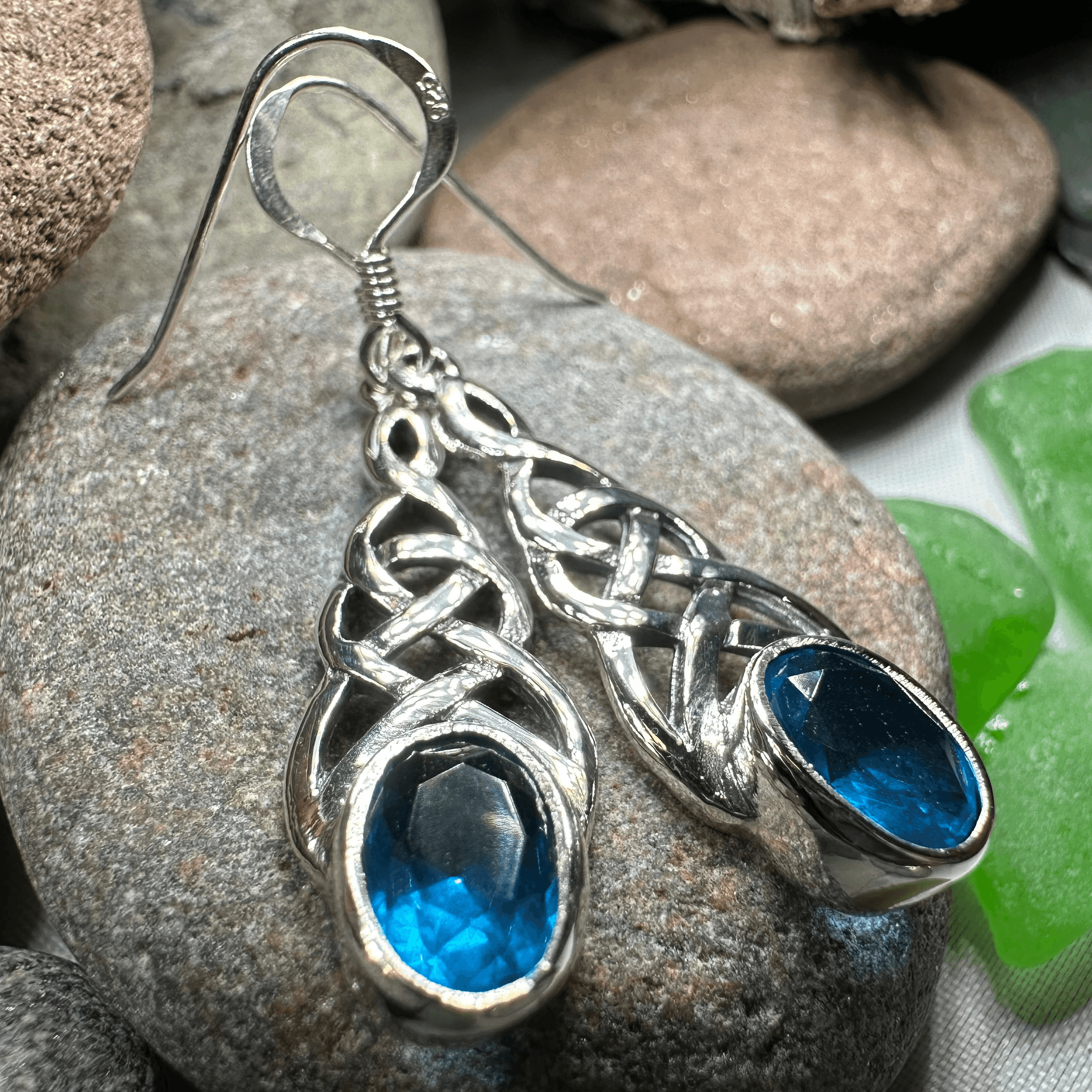 Ciara Celtic Knot Earrings - Sky Blue Topaz