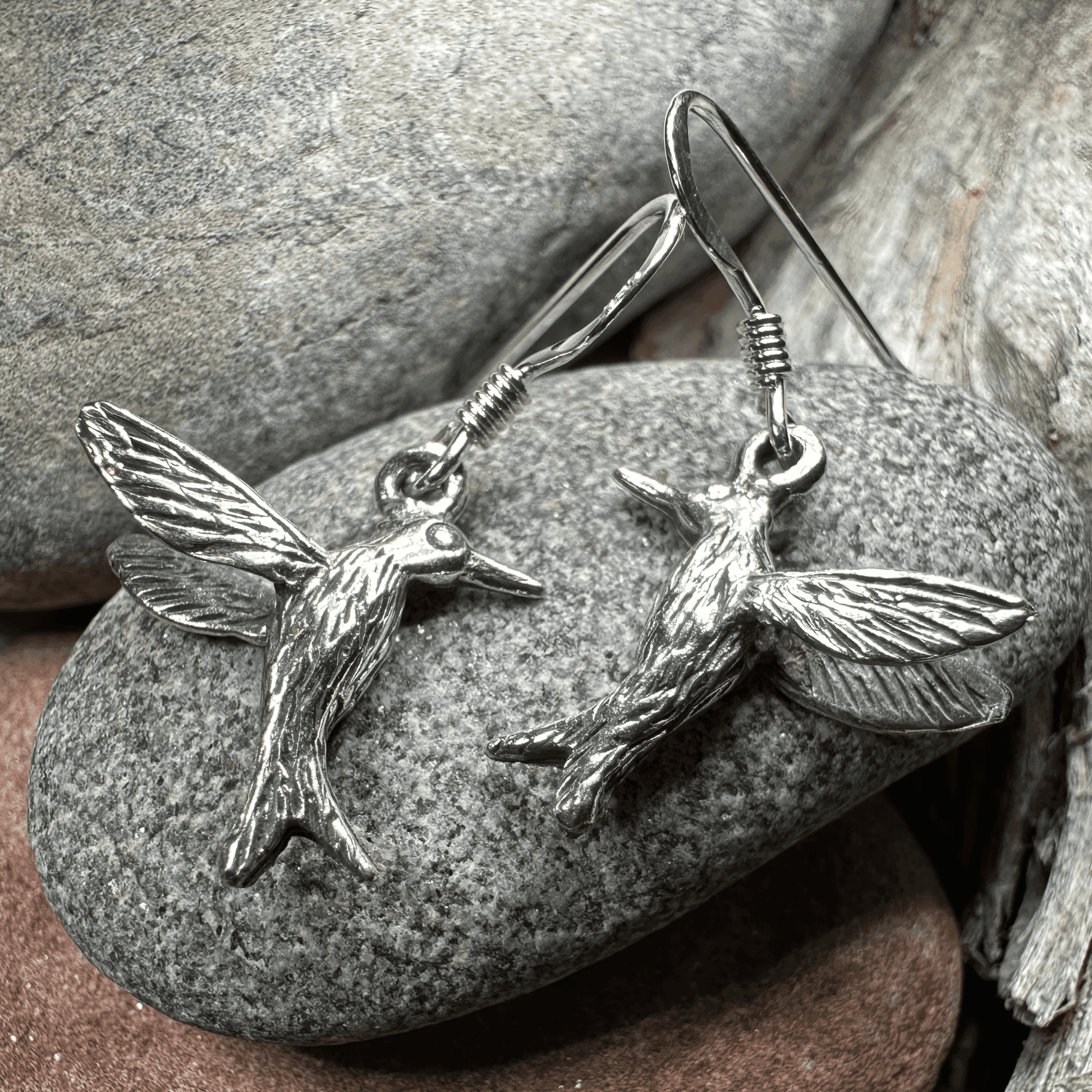 Realistic Hummingbird Earrings - 