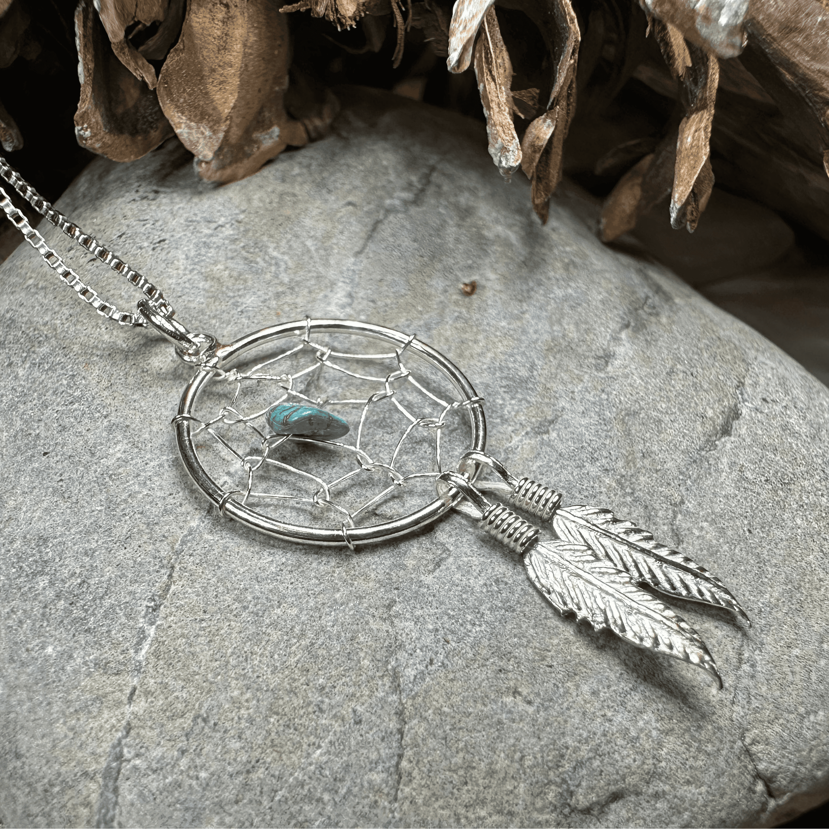 Turquoise Dreamcatcher Necklace - 