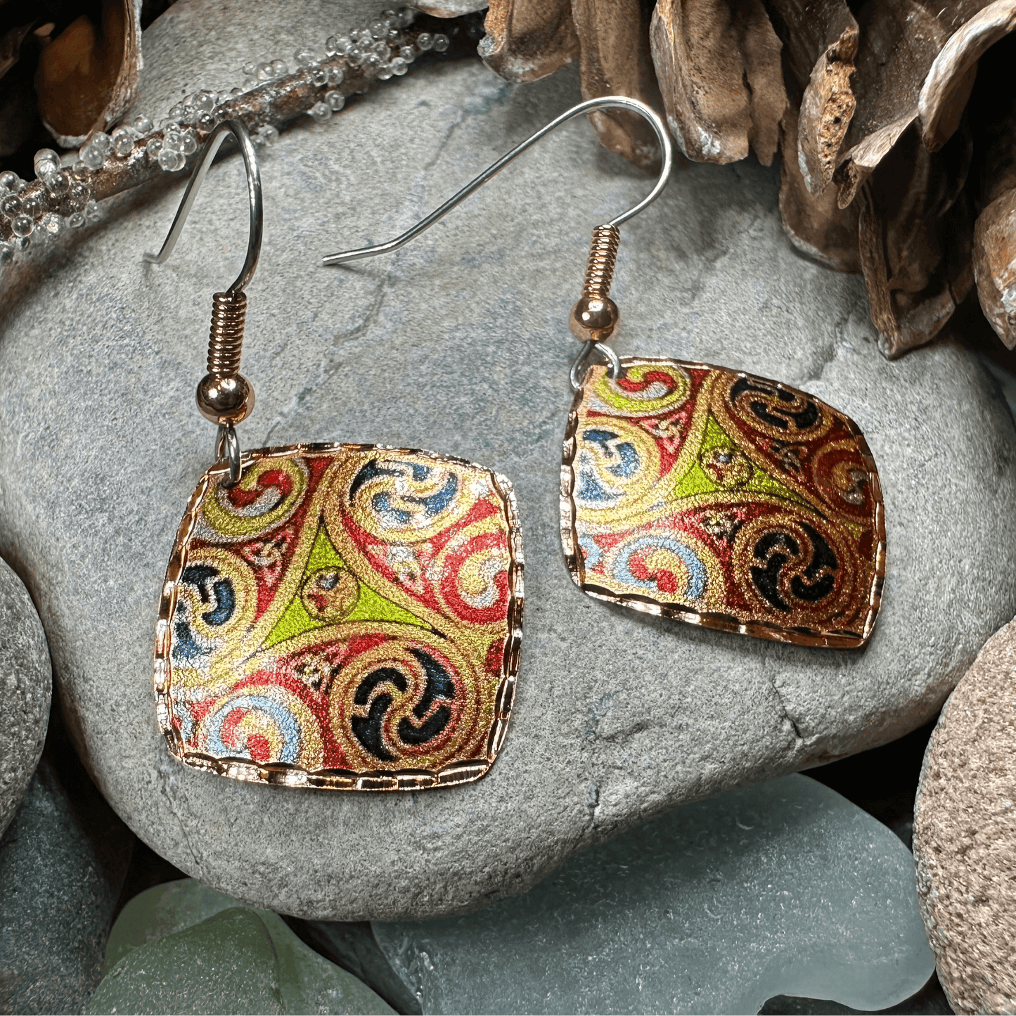 Windrider Celtic Spiral Copper Earrings - 