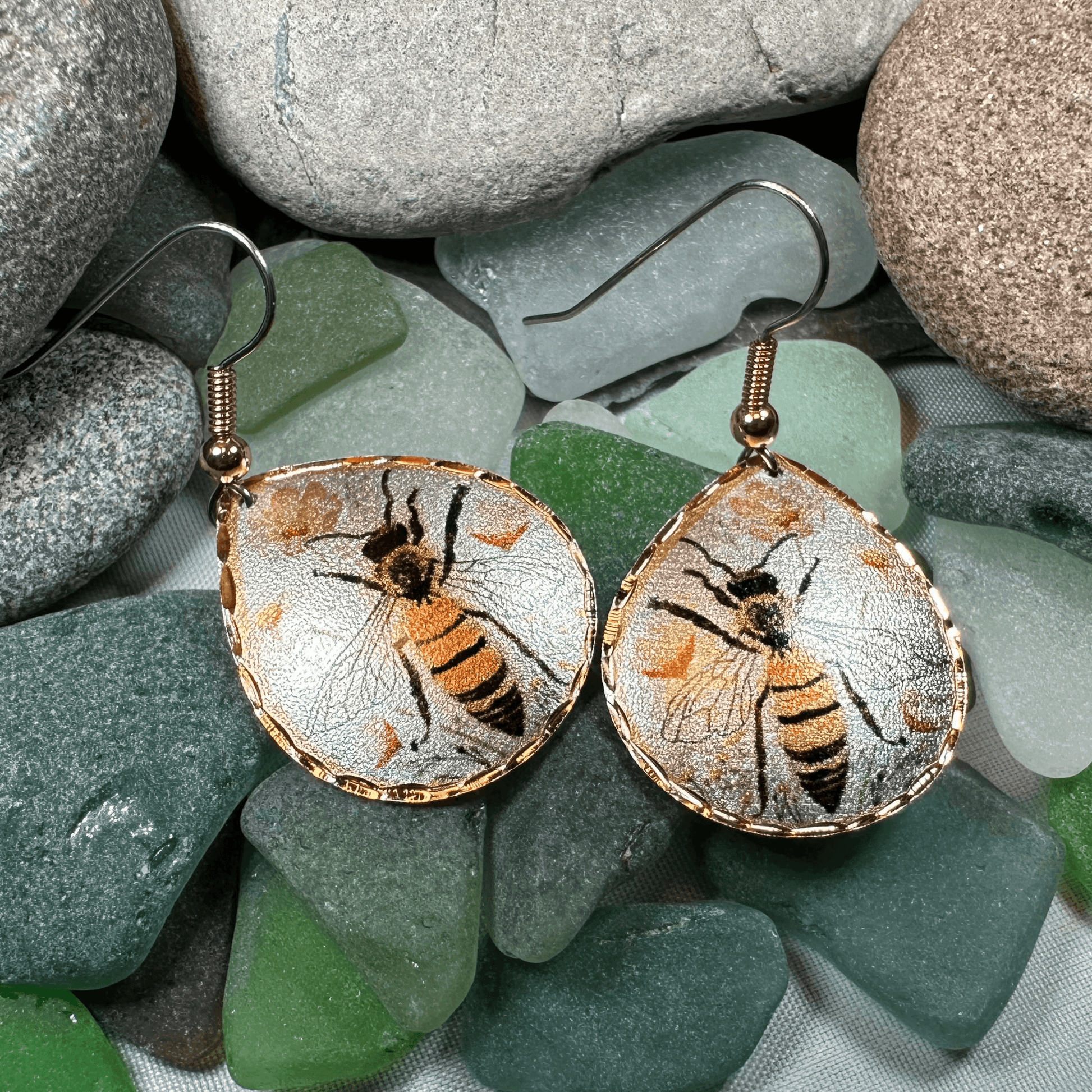 Springtime Bee Copper Earrings - 
