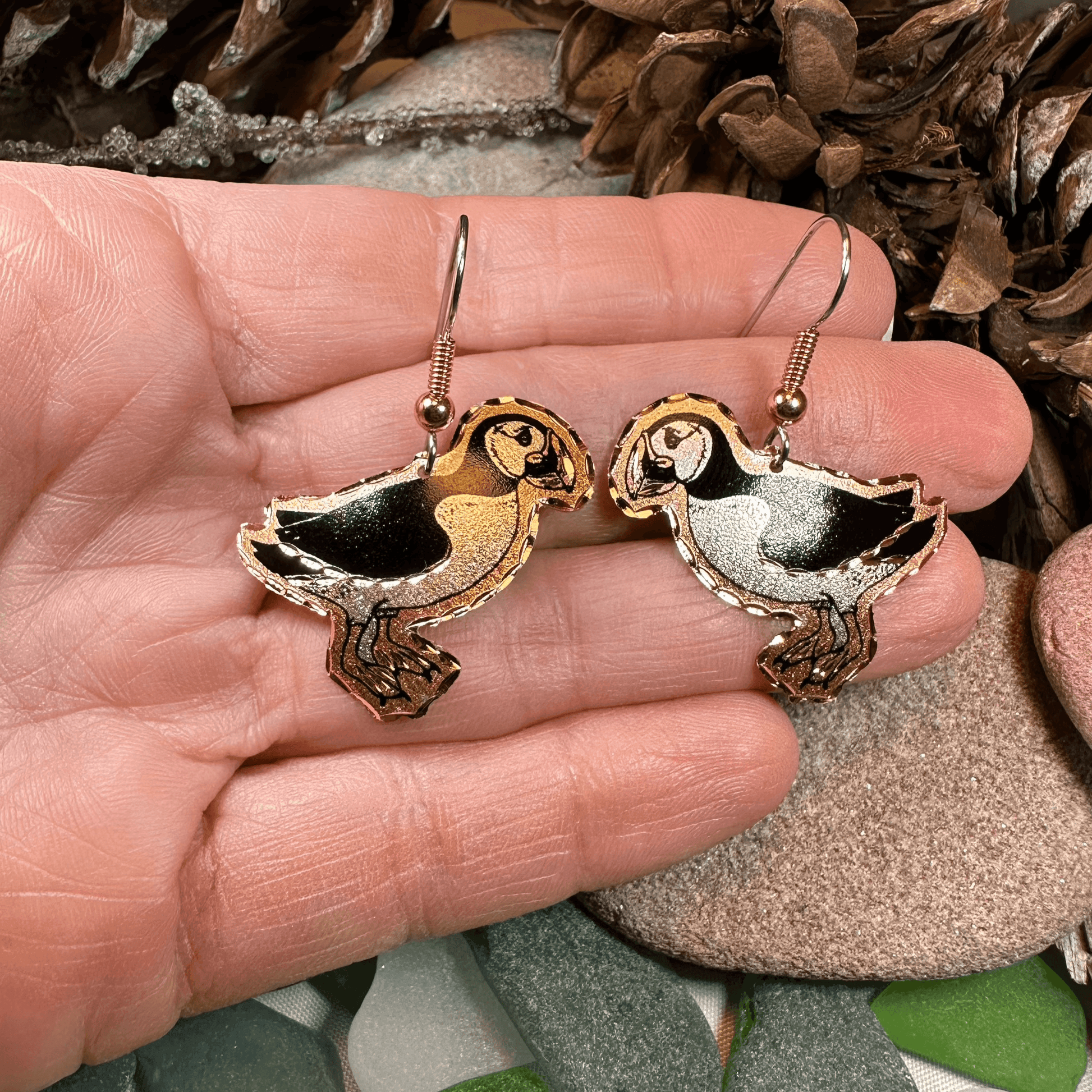 Puffin Copper Earrings - 