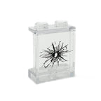 Window with Large Cracked Hole #1 - Custom Printed LEGO 1x2x2 Panel, B3 Customs - 