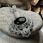 Vintage Onyx Celtic Necklace - 18