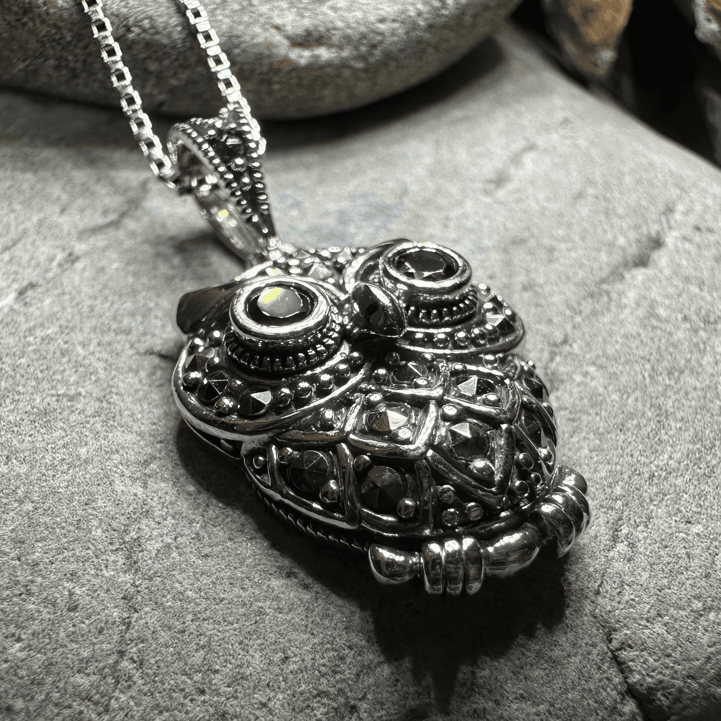 Halloway Marcasite Owl Necklace - 