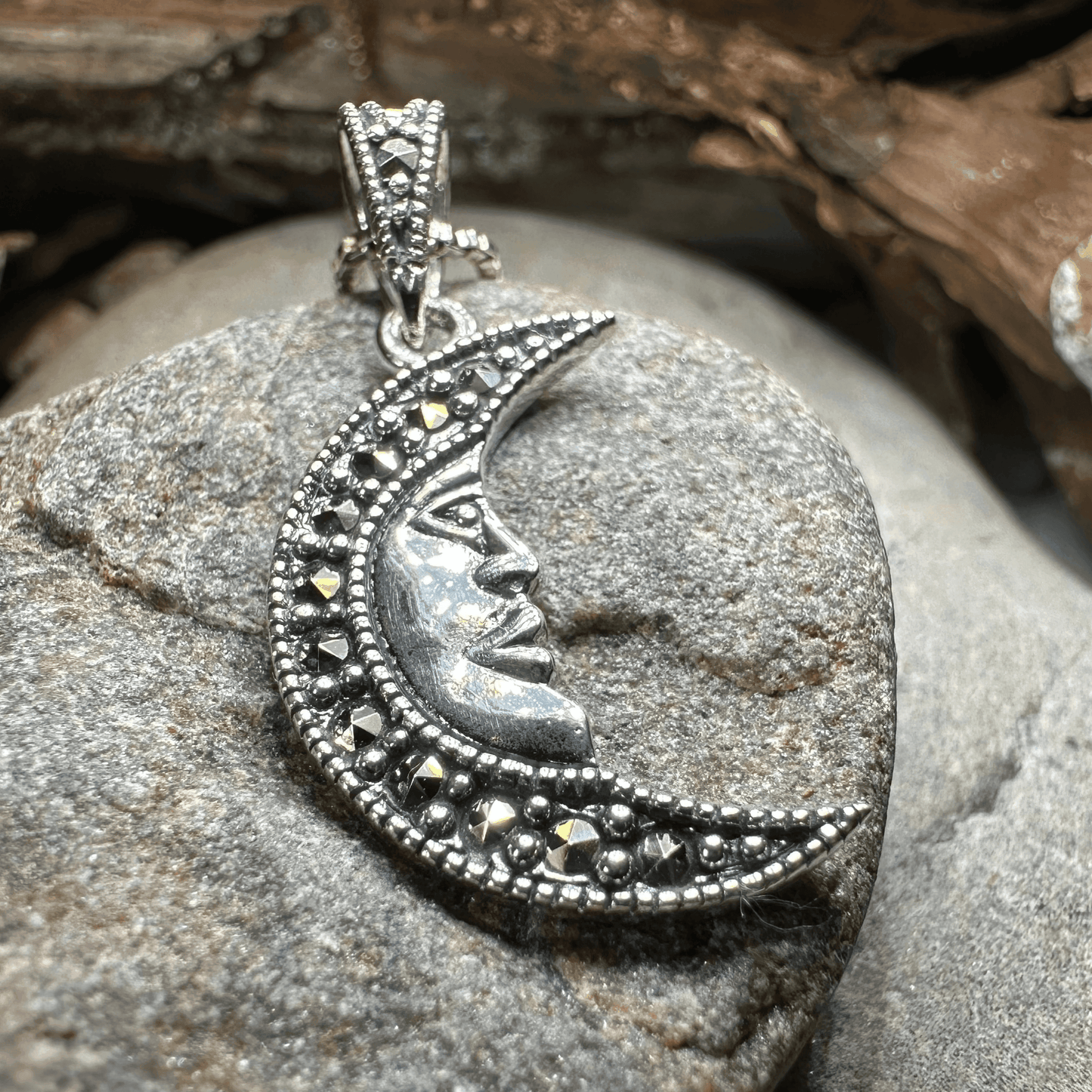 Marcasite Moon Dreamer Necklace - 18