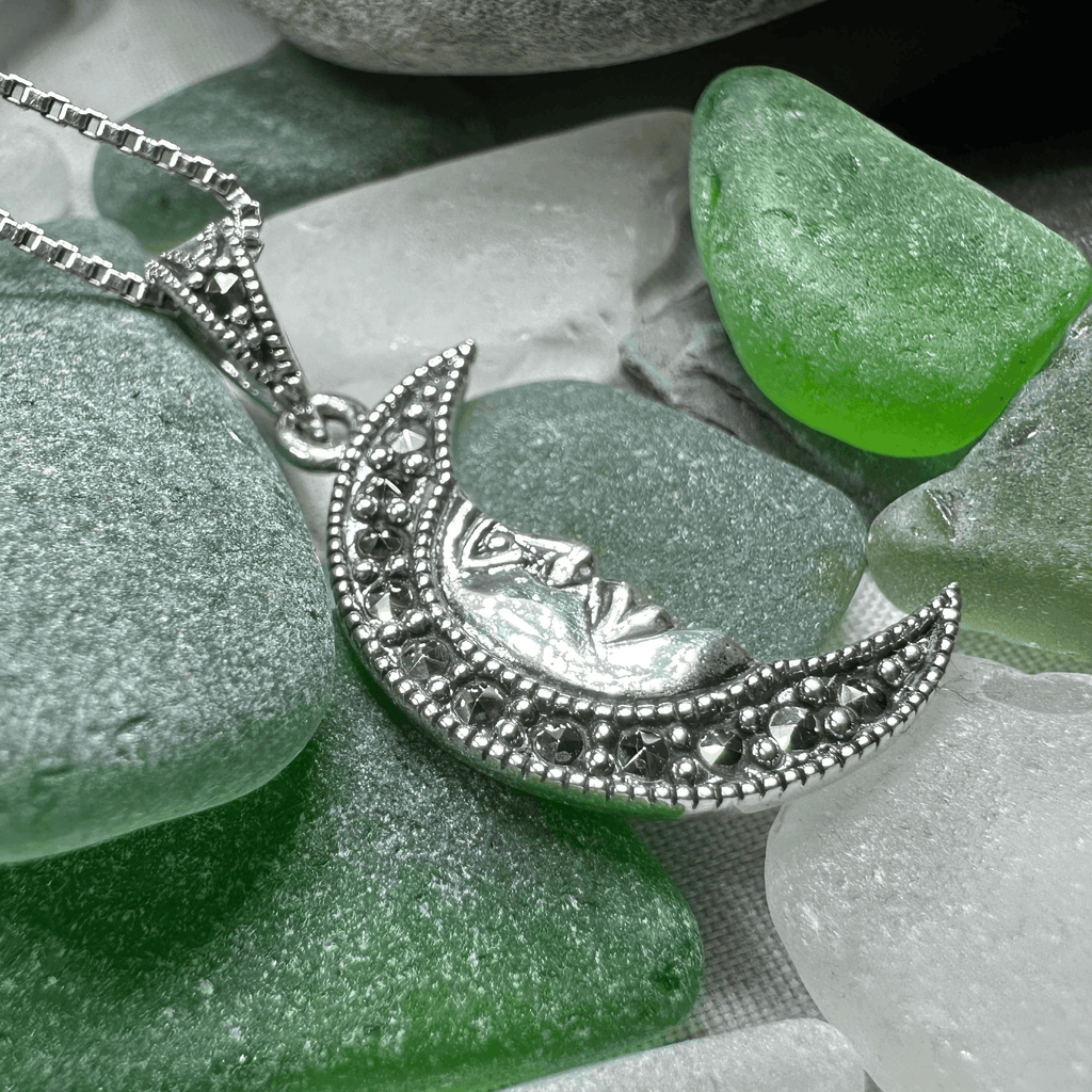 Marcasite Moon Dreamer Necklace - 18