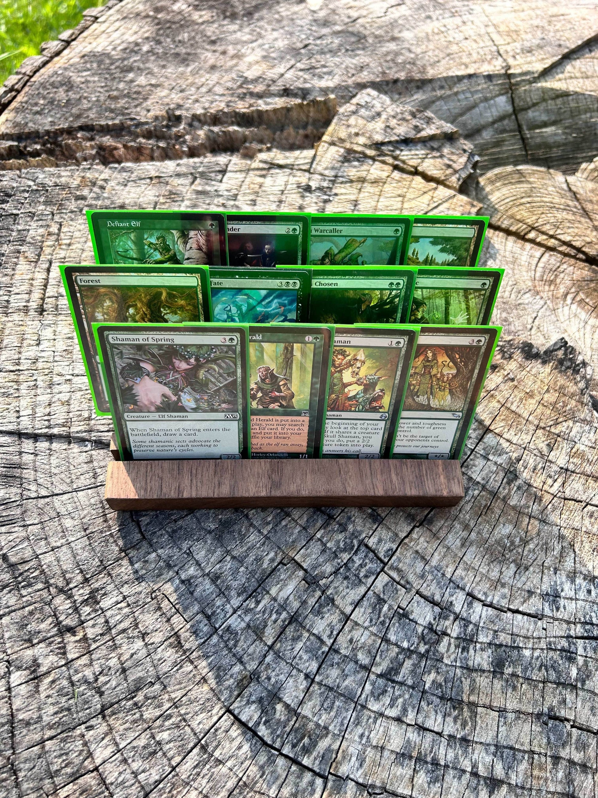 Card Holding Tray/Challenge Coin Display - Walnut