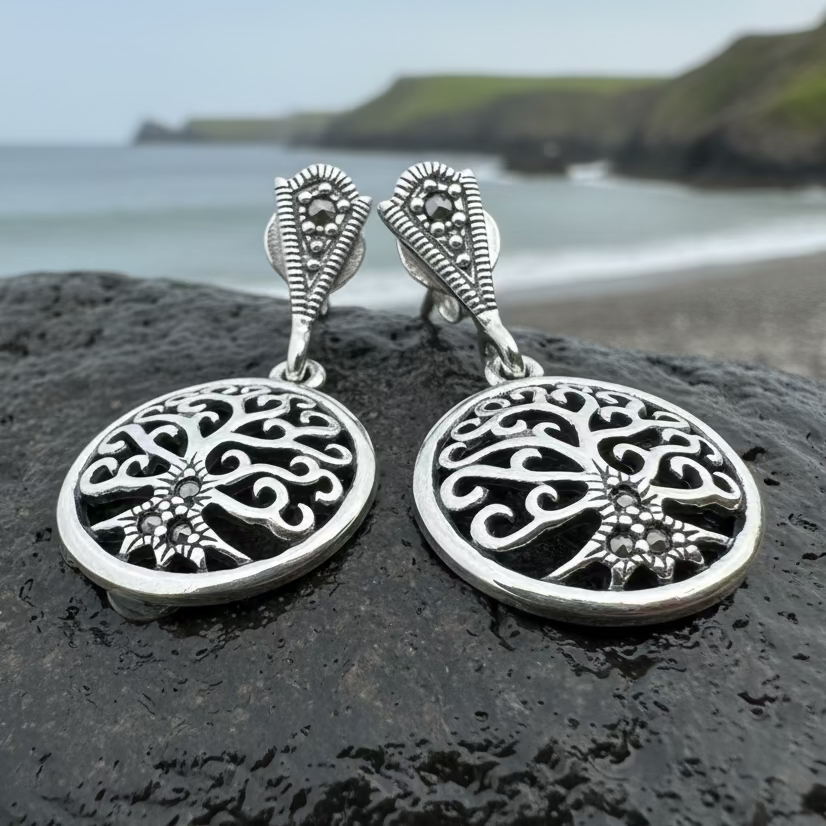 Marcasite Tree of Life Earrings