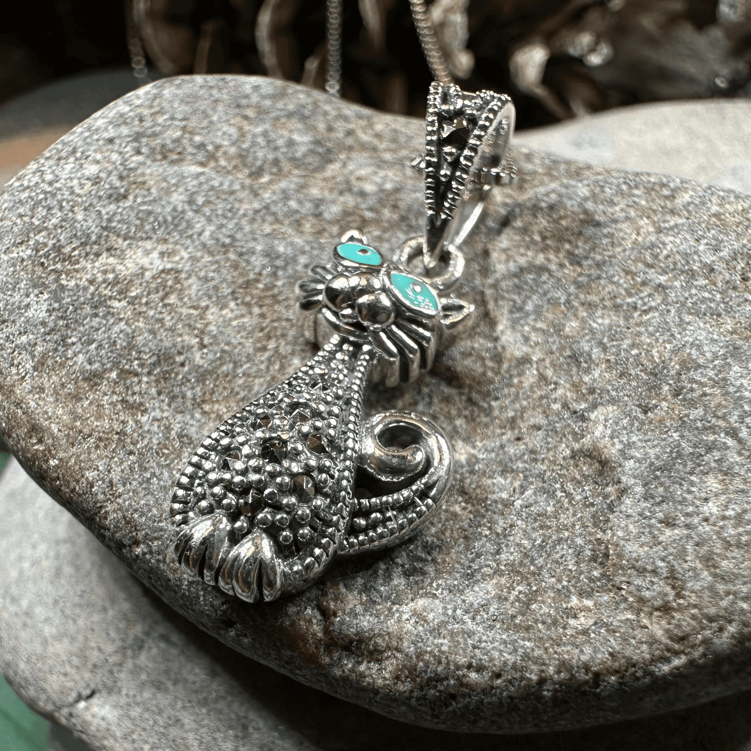 Sophisticated Marcasite Cat Necklace - 18