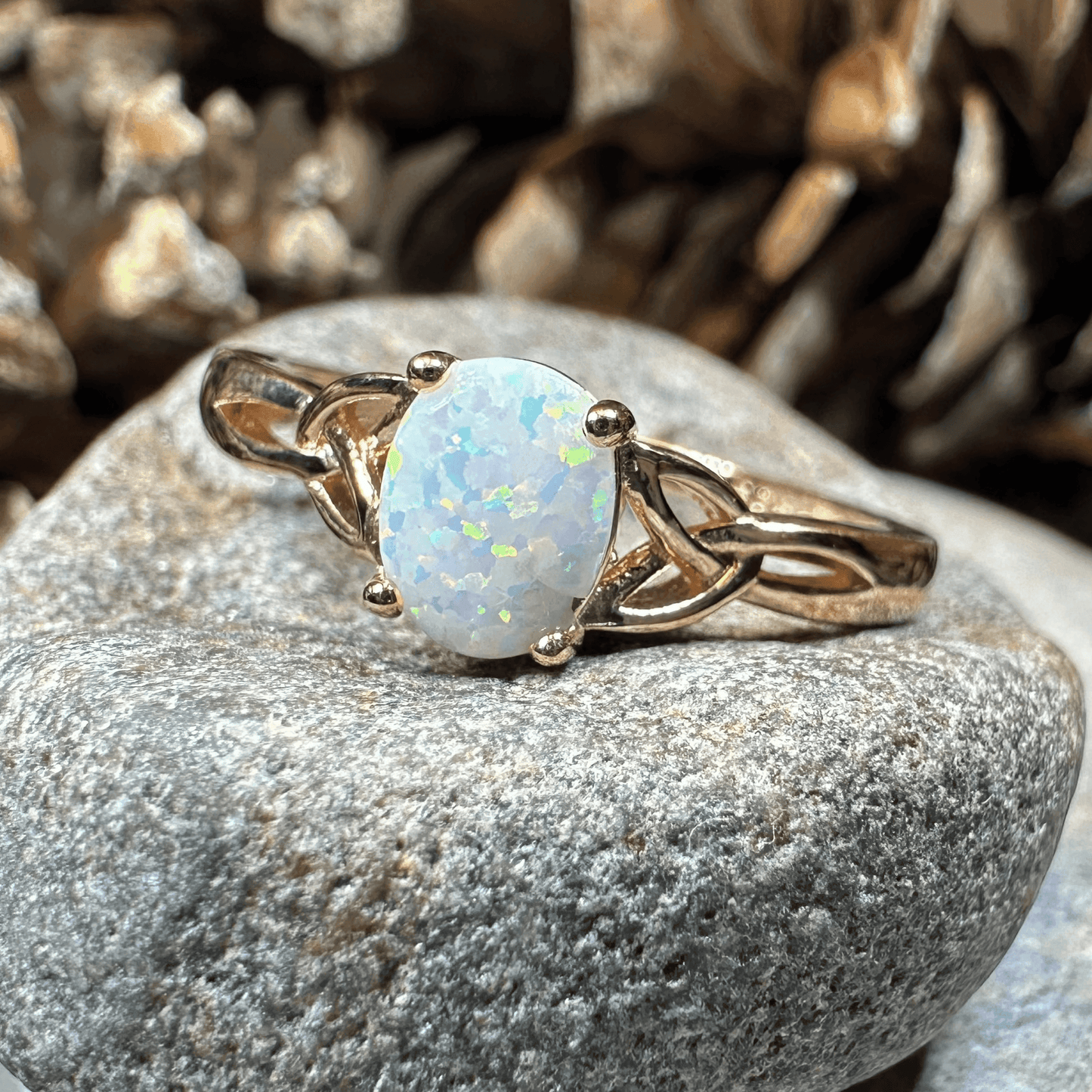 Scottish Mist Celtic Ring - 7 / 14k Rose Gold Plated