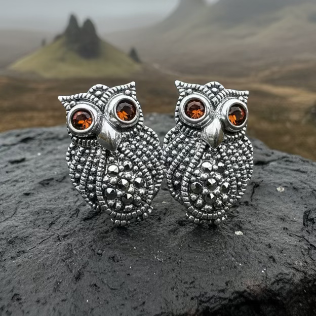 Owl Lover Marcasite Earrings
