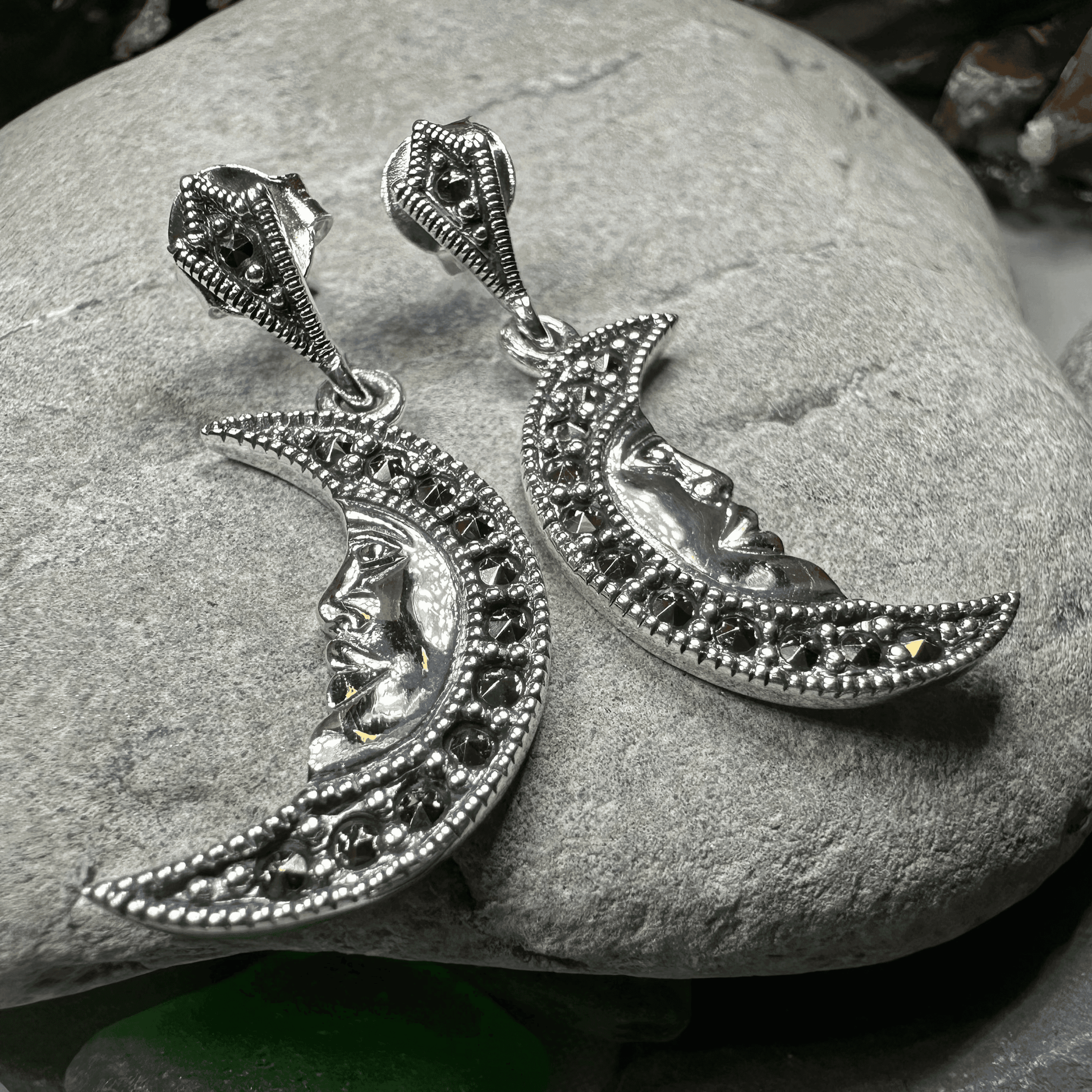 Midnight Goddess Moon Earrings - 