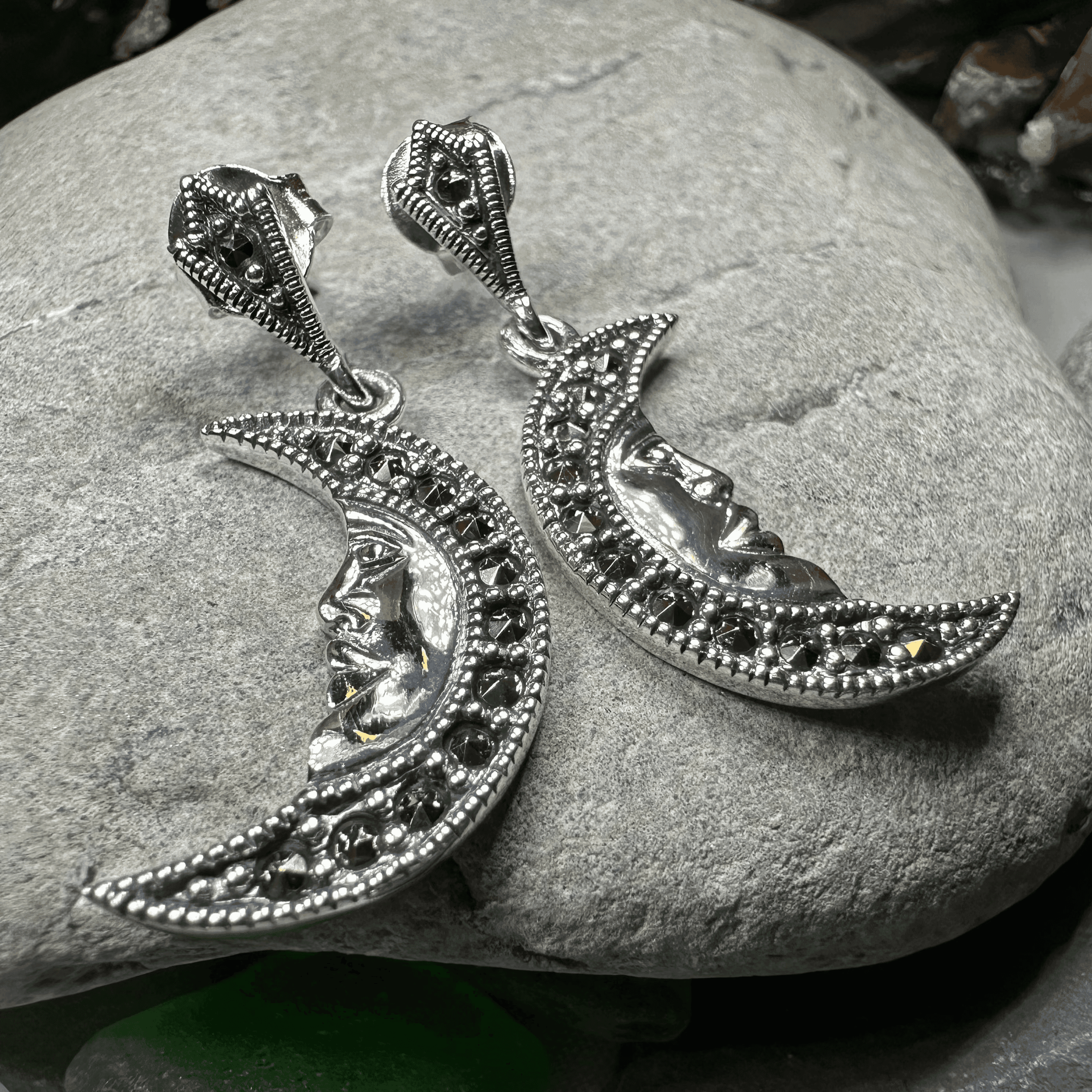 Midnight Goddess Moon Earrings - 