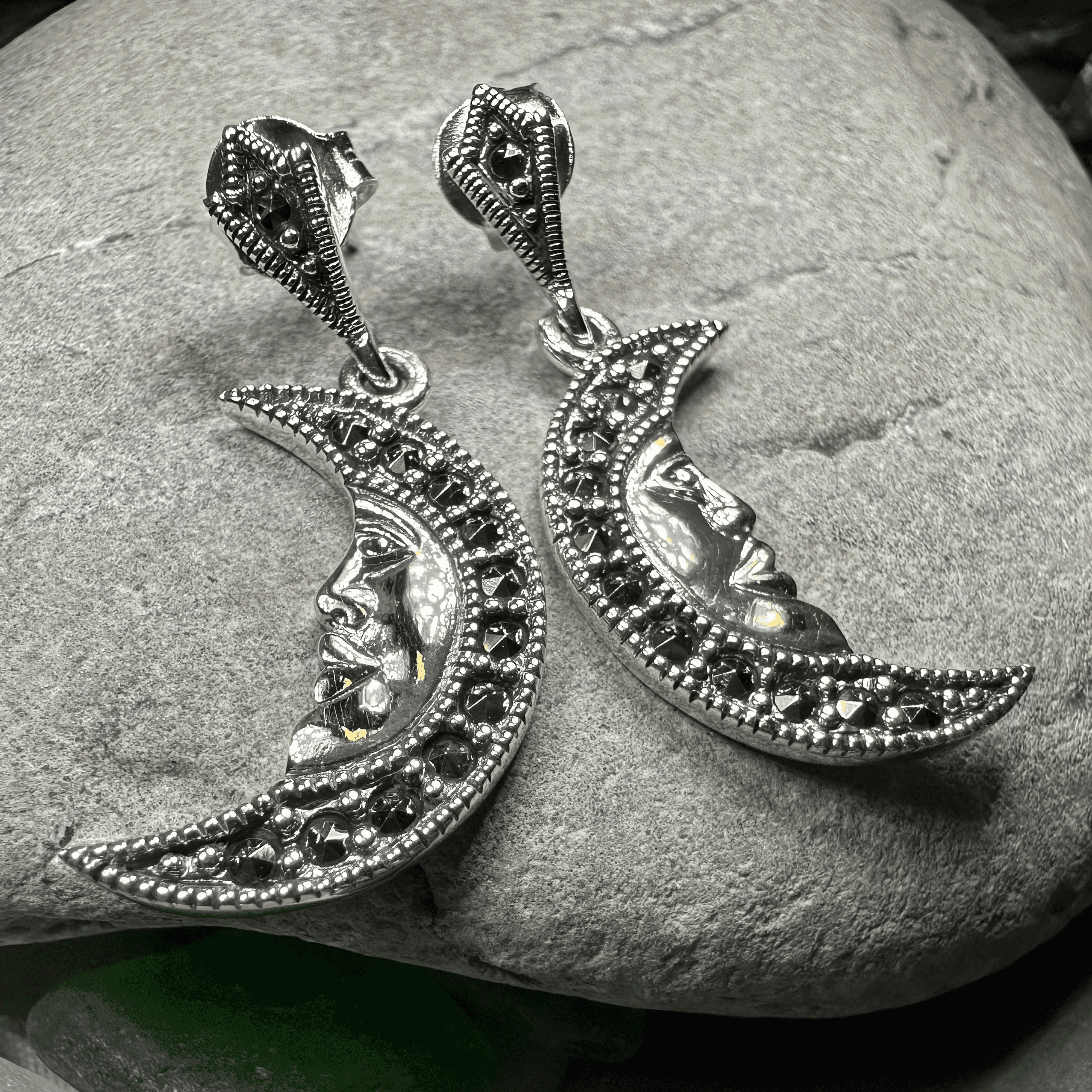 Midnight Goddess Moon Earrings - 