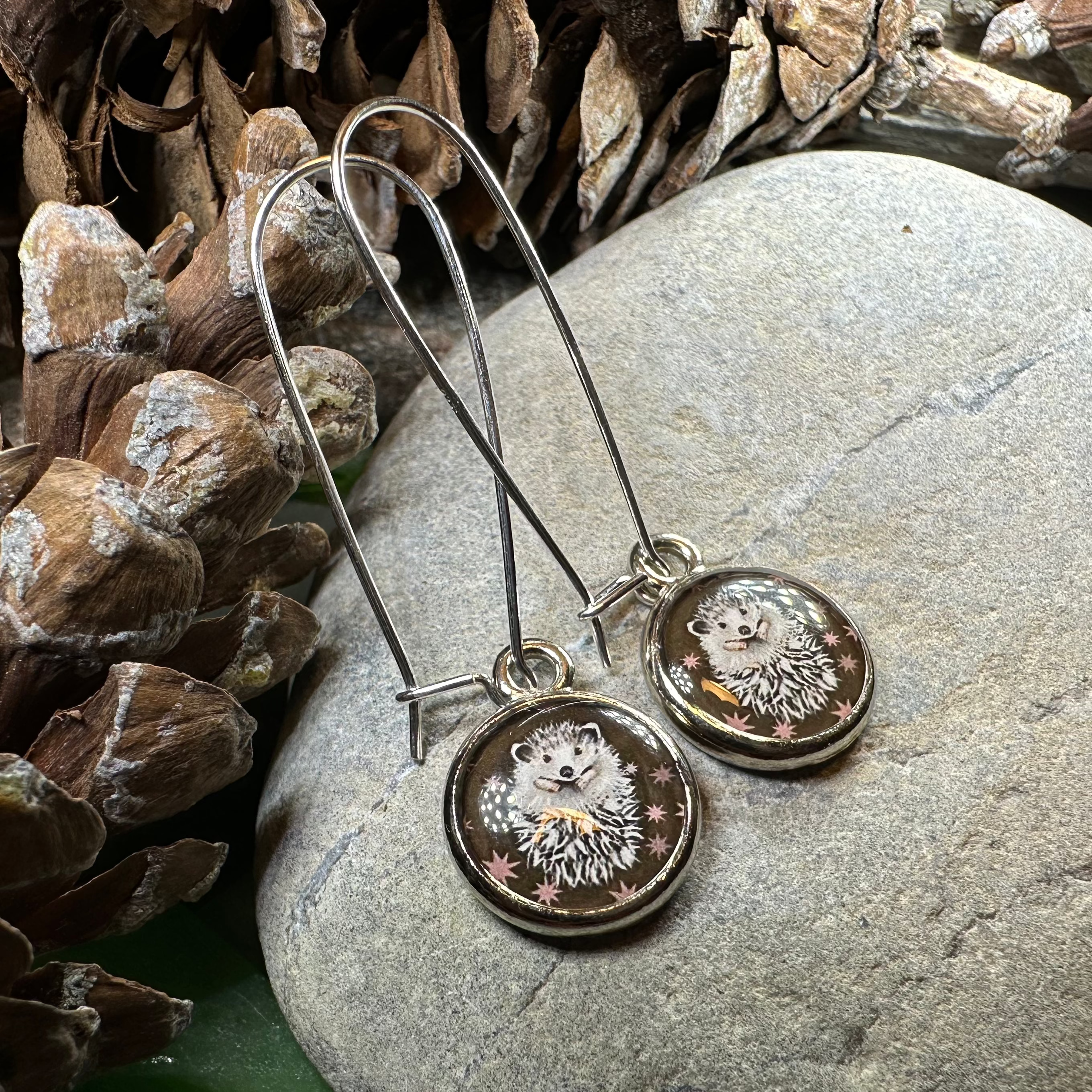 Blissful Hedgehog Art Earrings