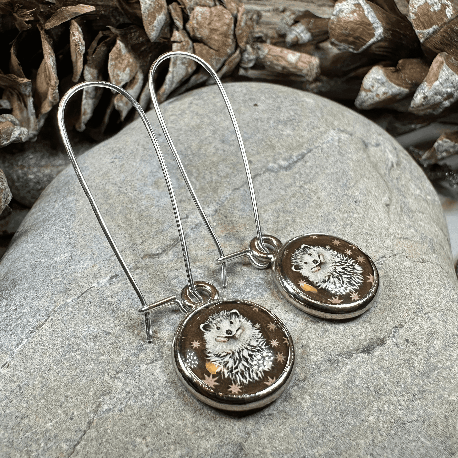Blissful Hedgehog Art Earrings - 