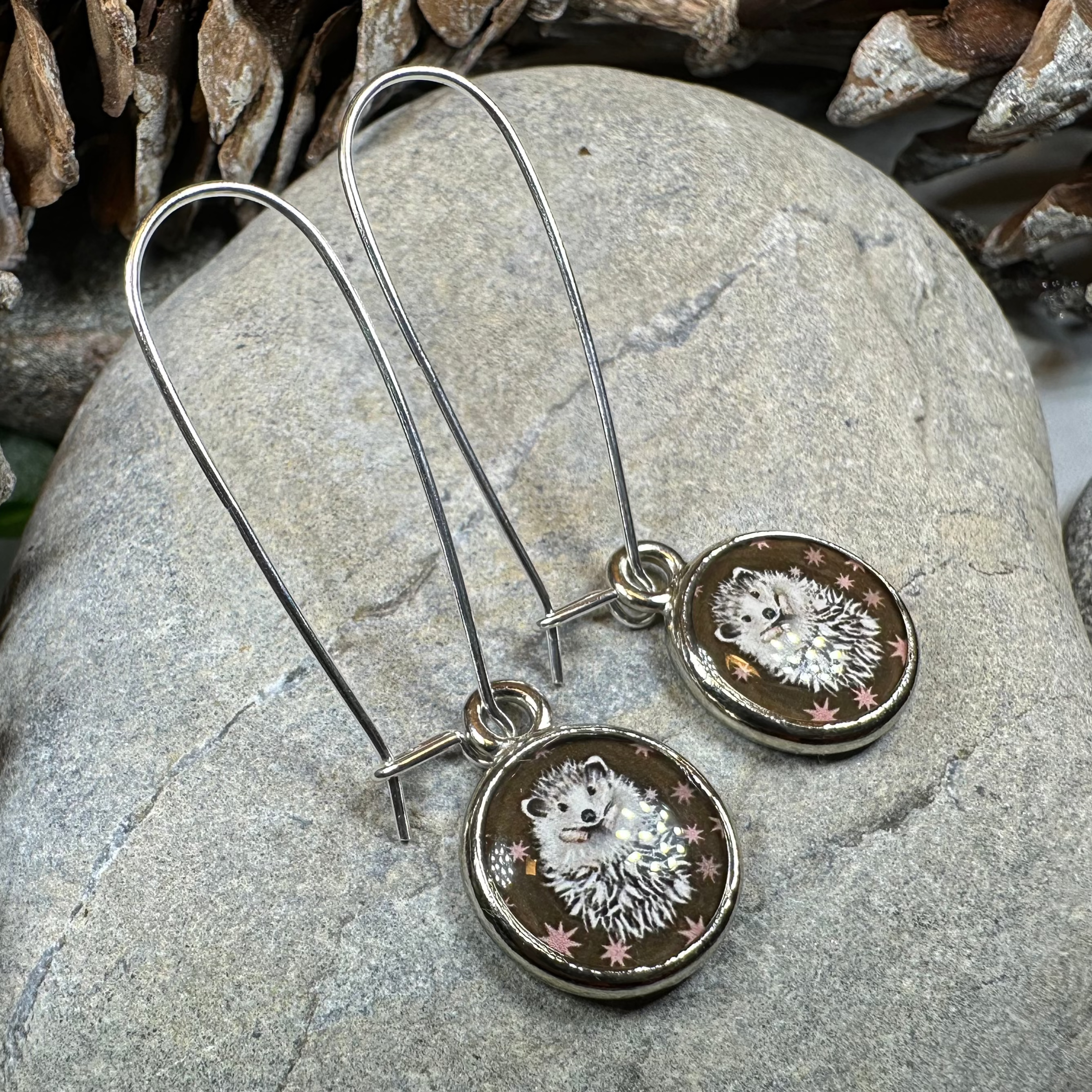 Blissful Hedgehog Art Earrings