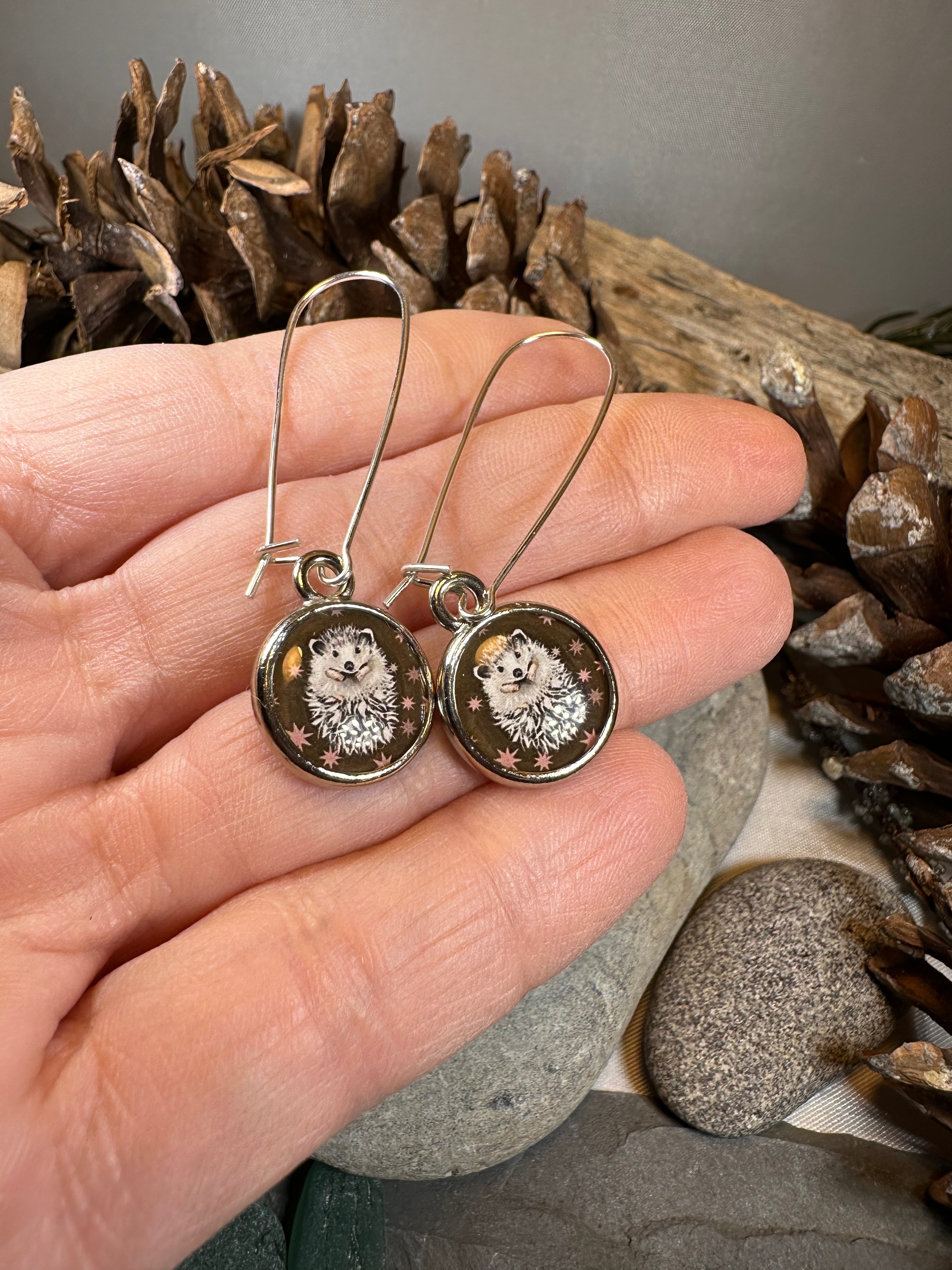 Blissful Hedgehog Art Earrings