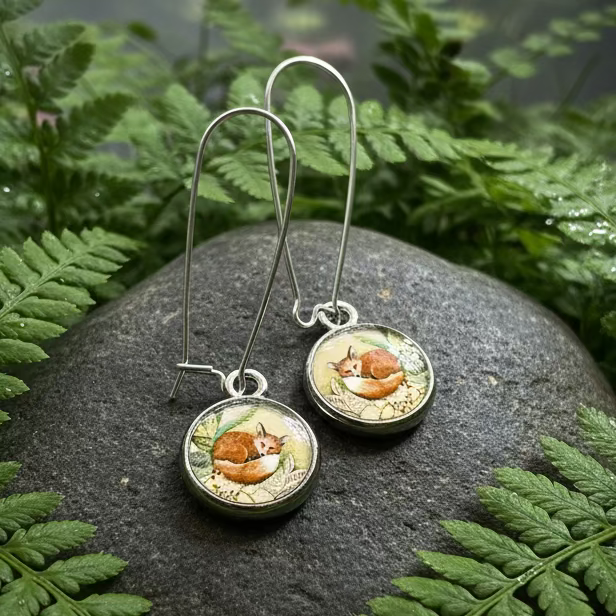 Autumn Nap Fox Earrings
