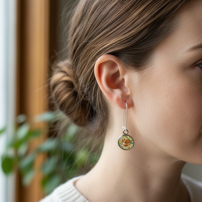 Autumn Nap Fox Earrings