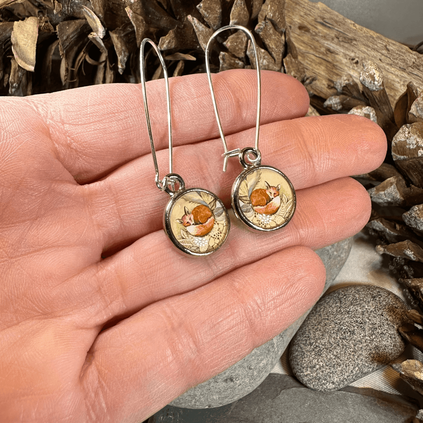 Autumn Nap Fox Earrings - 