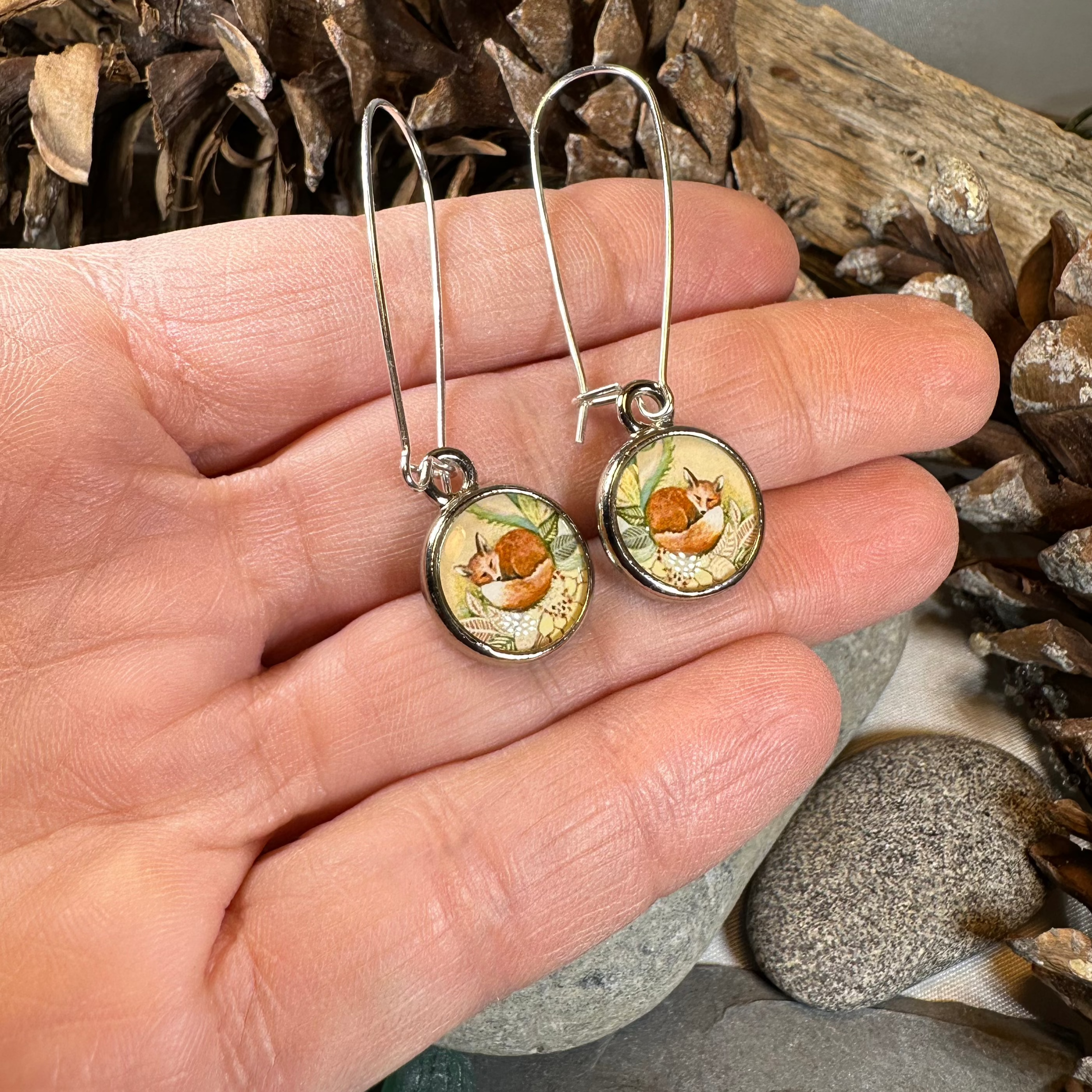 Autumn Nap Fox Earrings
