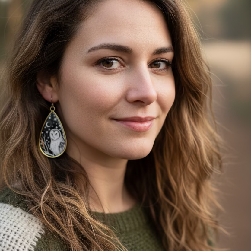 Night Sky Barn Owl Earrings