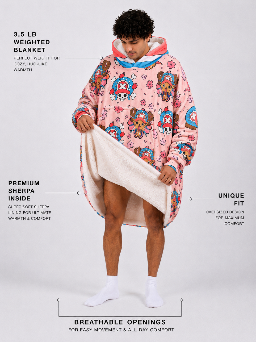 Tony Chopper One Piece Wearable Blanket Hoodie for Kids & Adults | OLM Toys