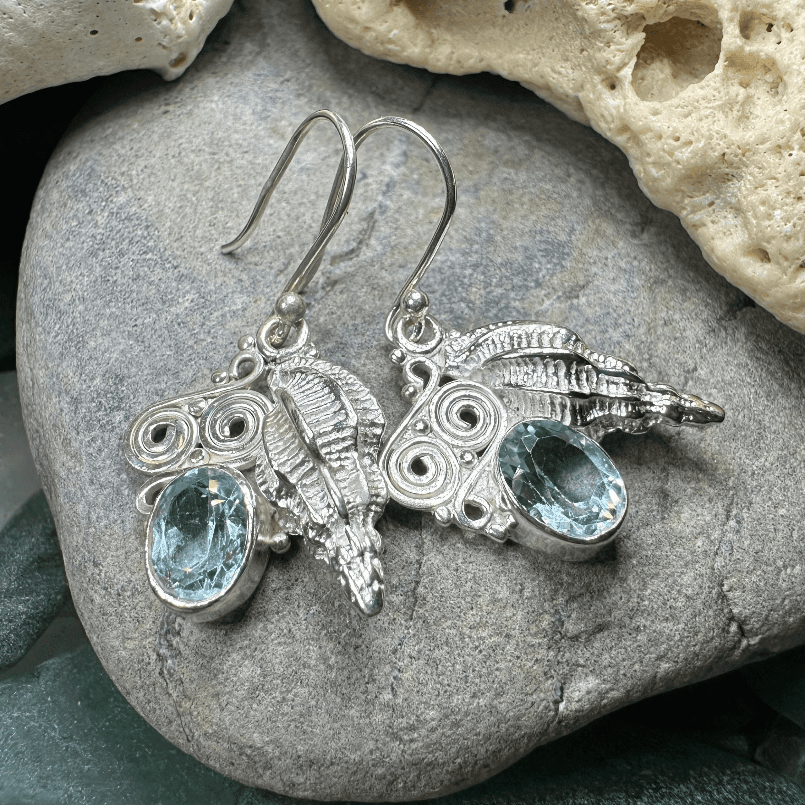 Blue Ocean Shell Earrings - 