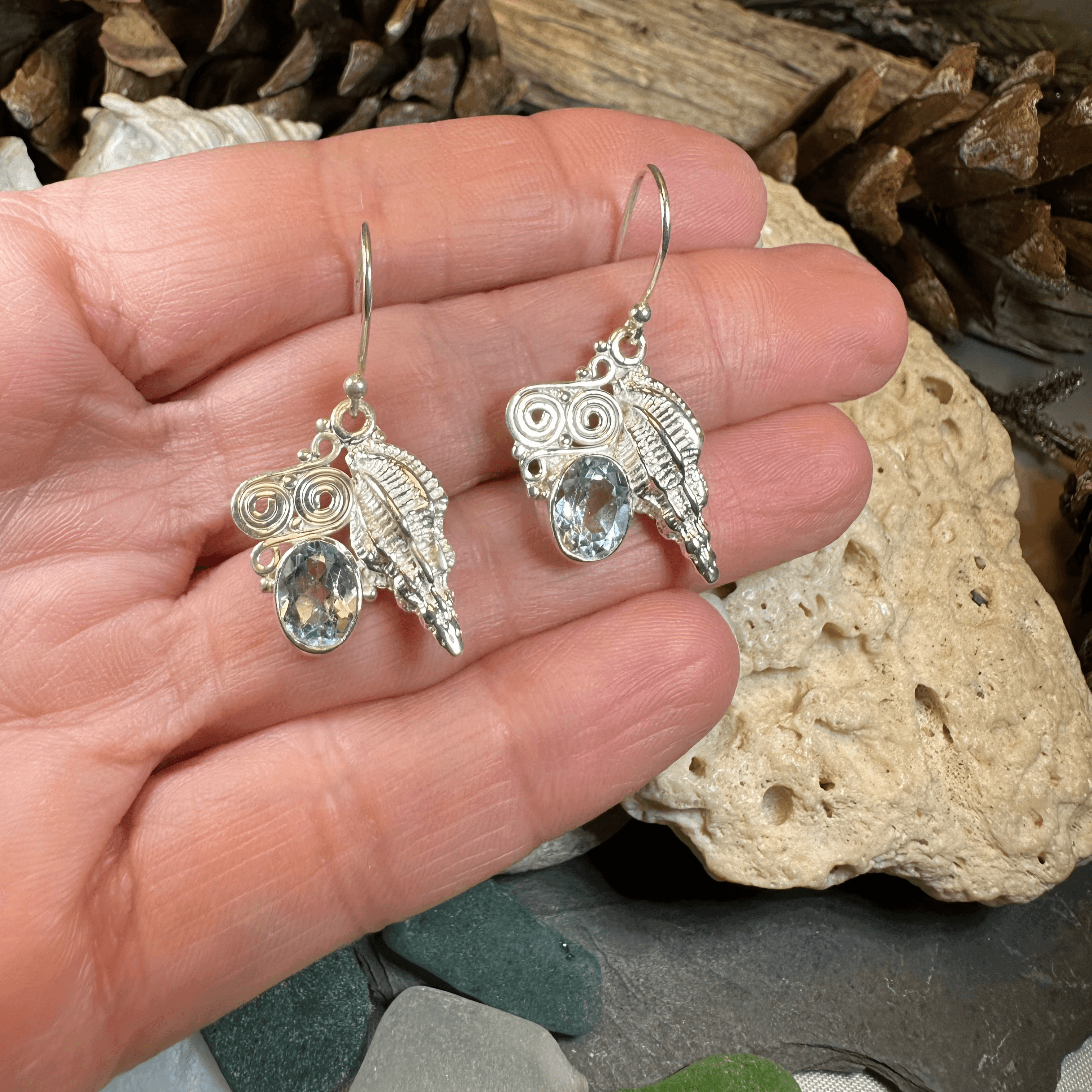 Blue Ocean Shell Earrings - 